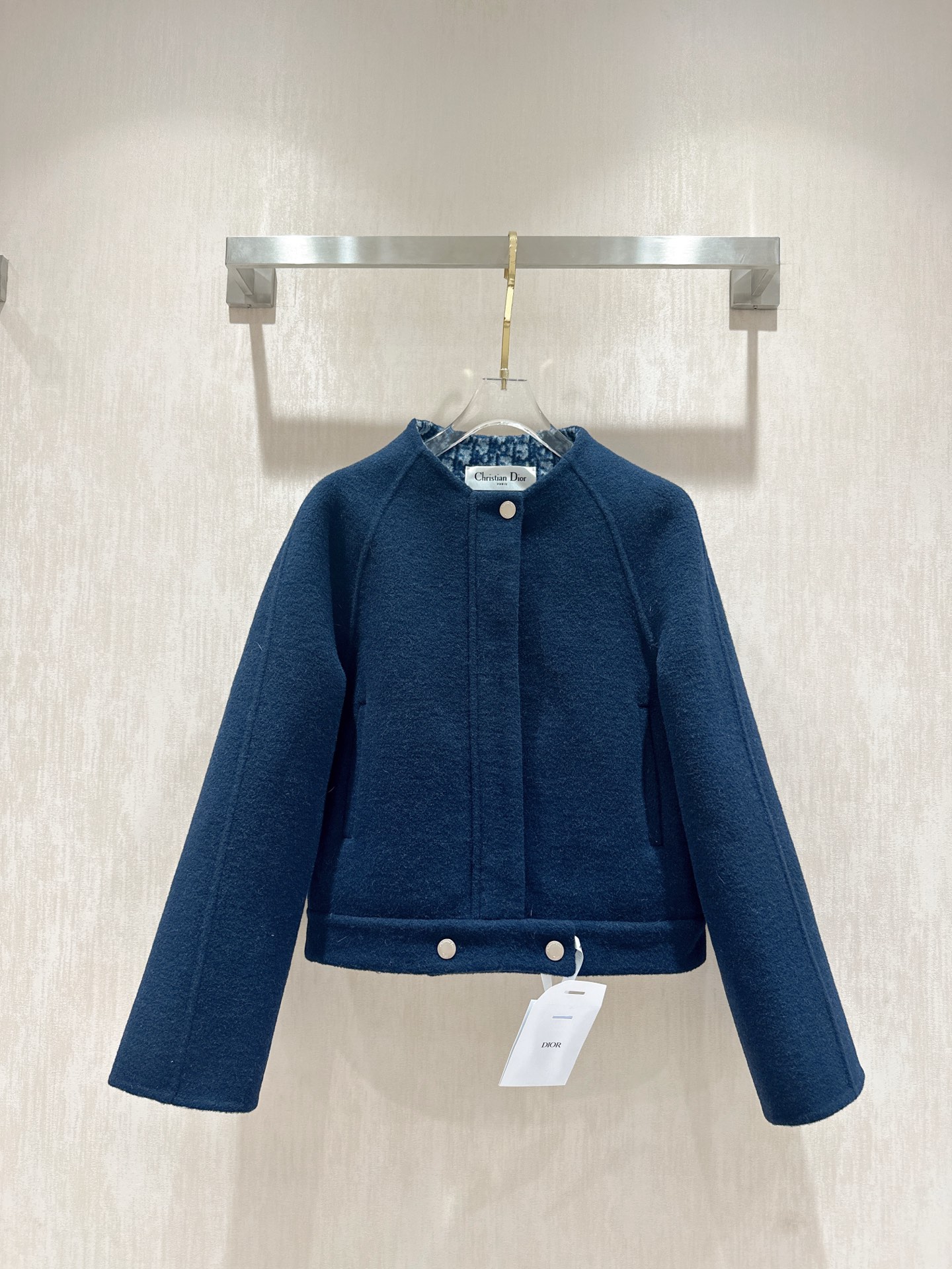 Logo Jacquard Wool Blend Coat, Double-Faced Woolen Short Coat 2 i1758359506575 7705 0 0