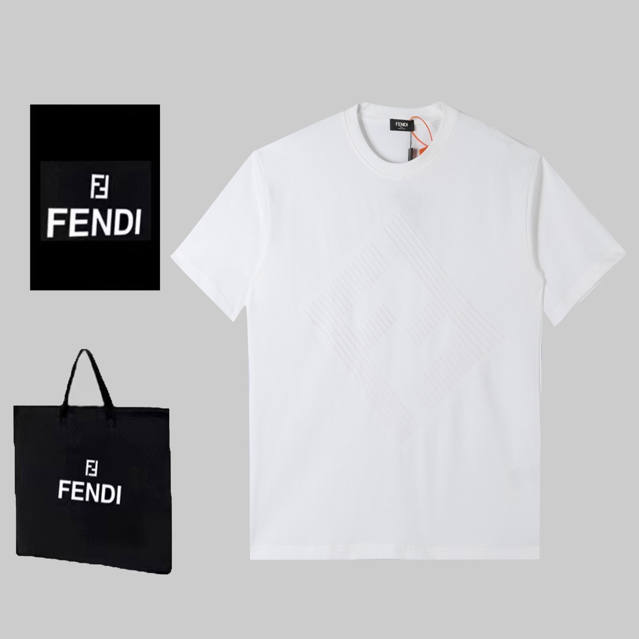 FENDI.ss Camiseta de manga corta con bordado de doble F para primavera/verano, el doble F en la parte delante…
