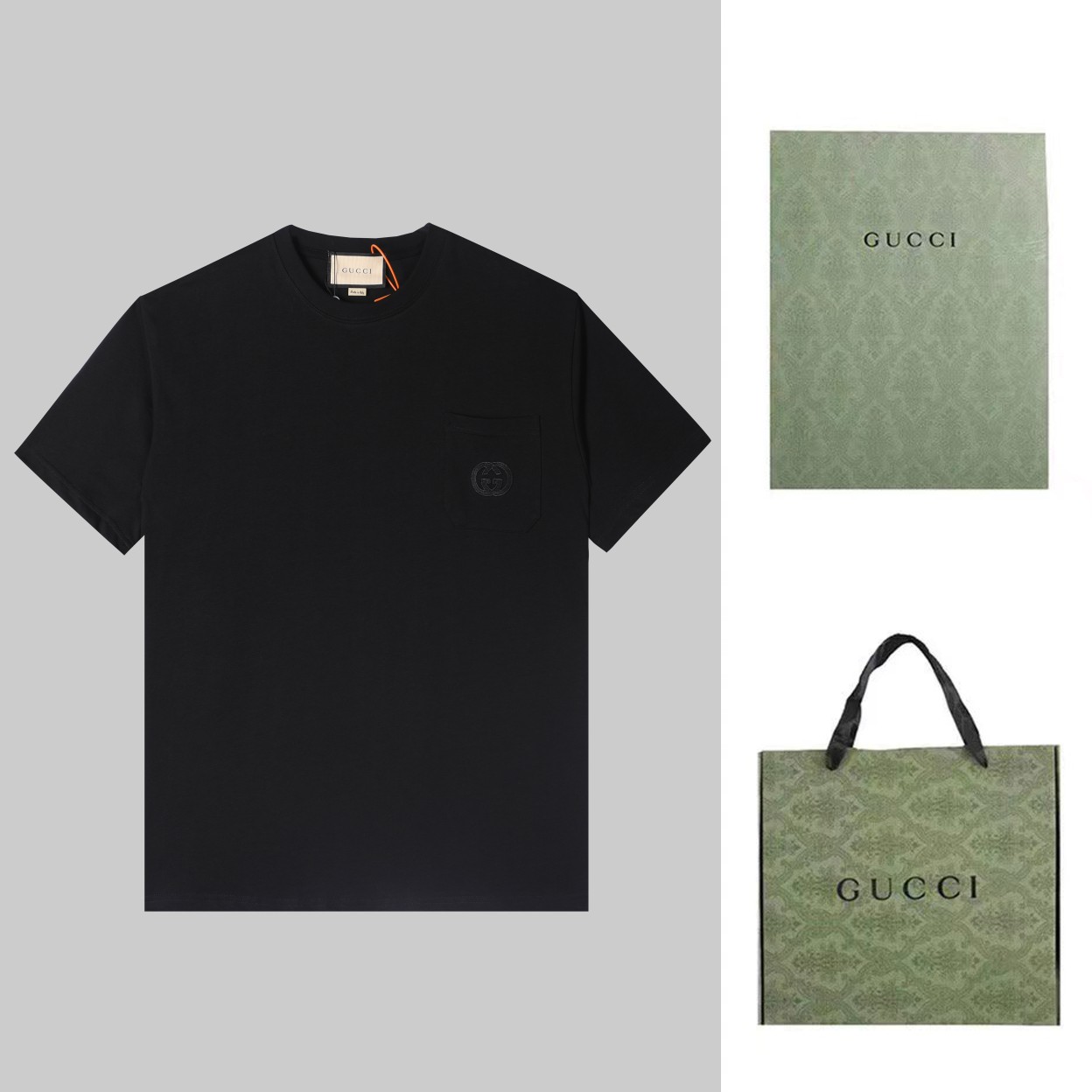 Camiseta de manga corta nueva de GUCCI Gucci con logotipo bordado en bolsillo, de alta calidad 🔥 pesada doble hilo 280…