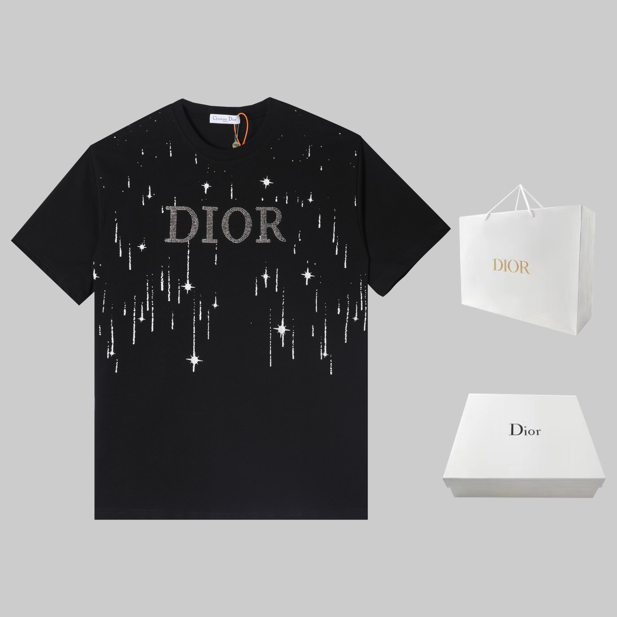 Dior DIOR 2024ss nuevo manga corta con estampado de lentejuelas, alta calidad 🔥 Hilo doble pesado 280 g 32 hilos de al…