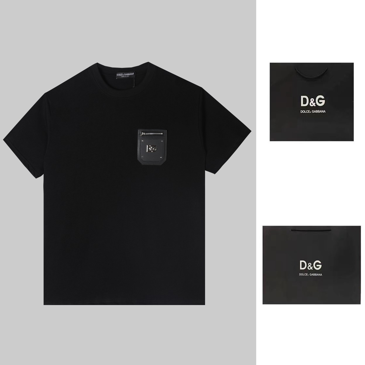 Dolce & Gabbana DG 2024ss nueva camiseta de manga corta con bolsillo de cremallera decorativo, alta calidad 🔥 algodón …