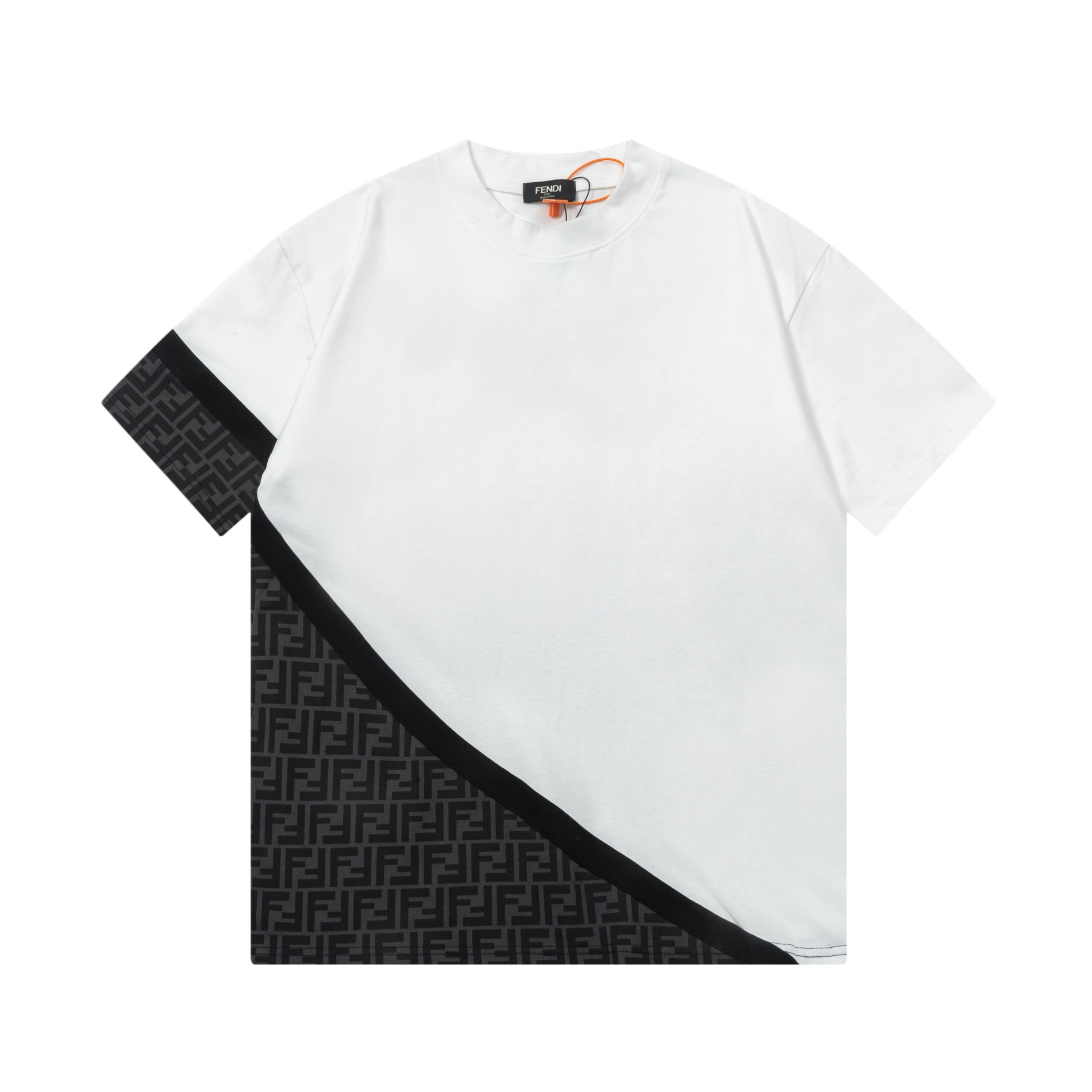 FENDI.ss Nueva primavera/verano camiseta casual de paneles combinados, combinación de alta gama arriba y abajo. Detalle…