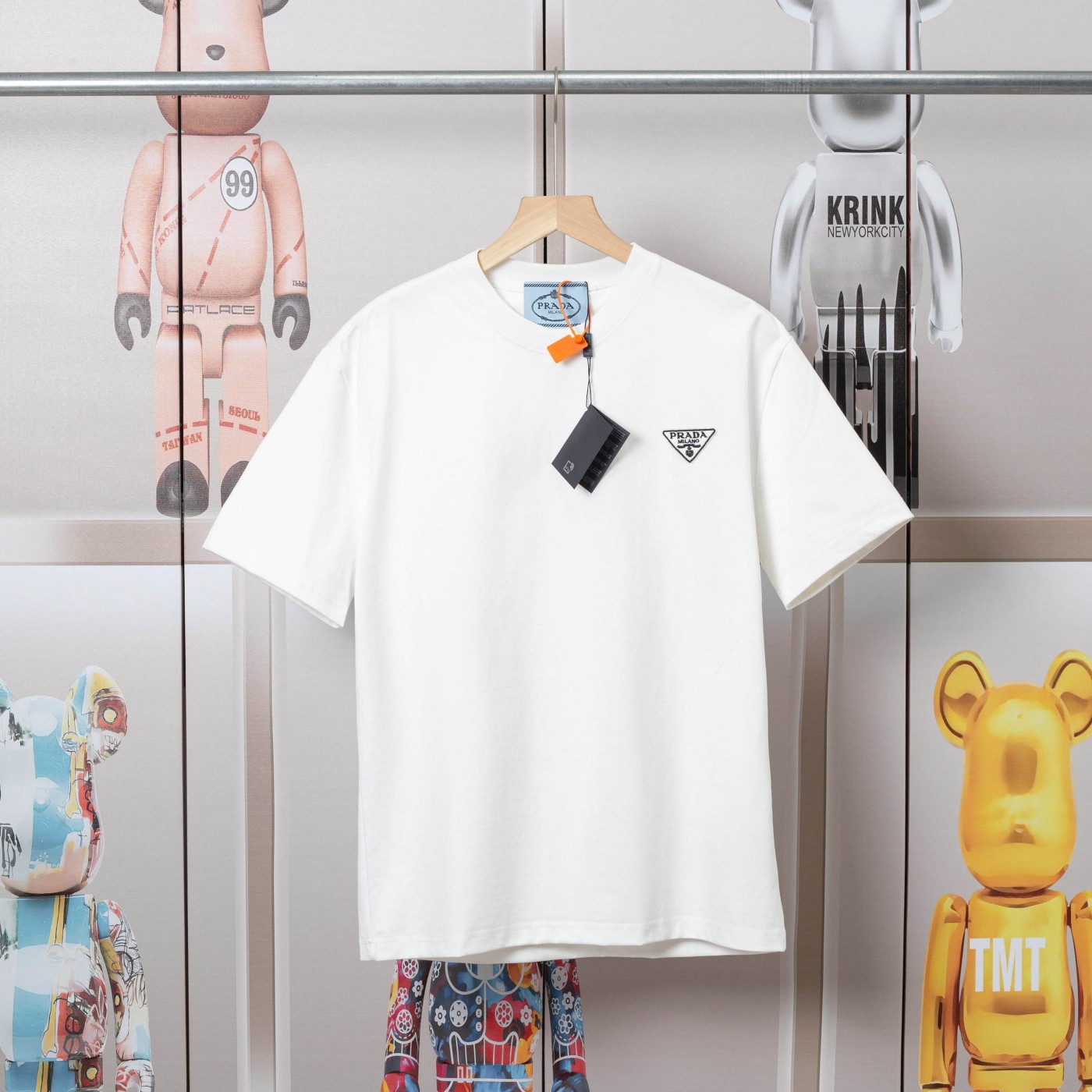 Prada New Embroidery Short Sleeves: High-Quality Cotton, Unique Design, Unisex, Various Sizes - 图片 1