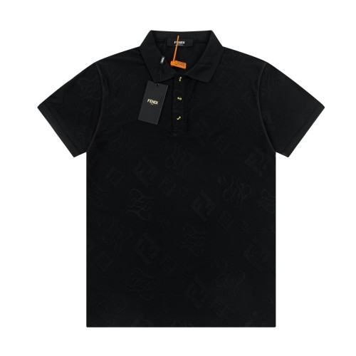 Fendi Polo Shirt For Men, Short Sleeve, Jacquard Fabric, Black and White 1 Fendi Polo Shirt For Men, Short Sleeve, Jacquard Fabric, Black and White