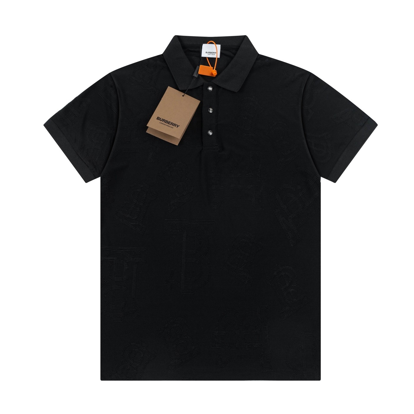 Burberry Men's Black Jacquard Cotton Polo Shirt | Short Sleeve, Classic Fit 2 a1740436581775 3821