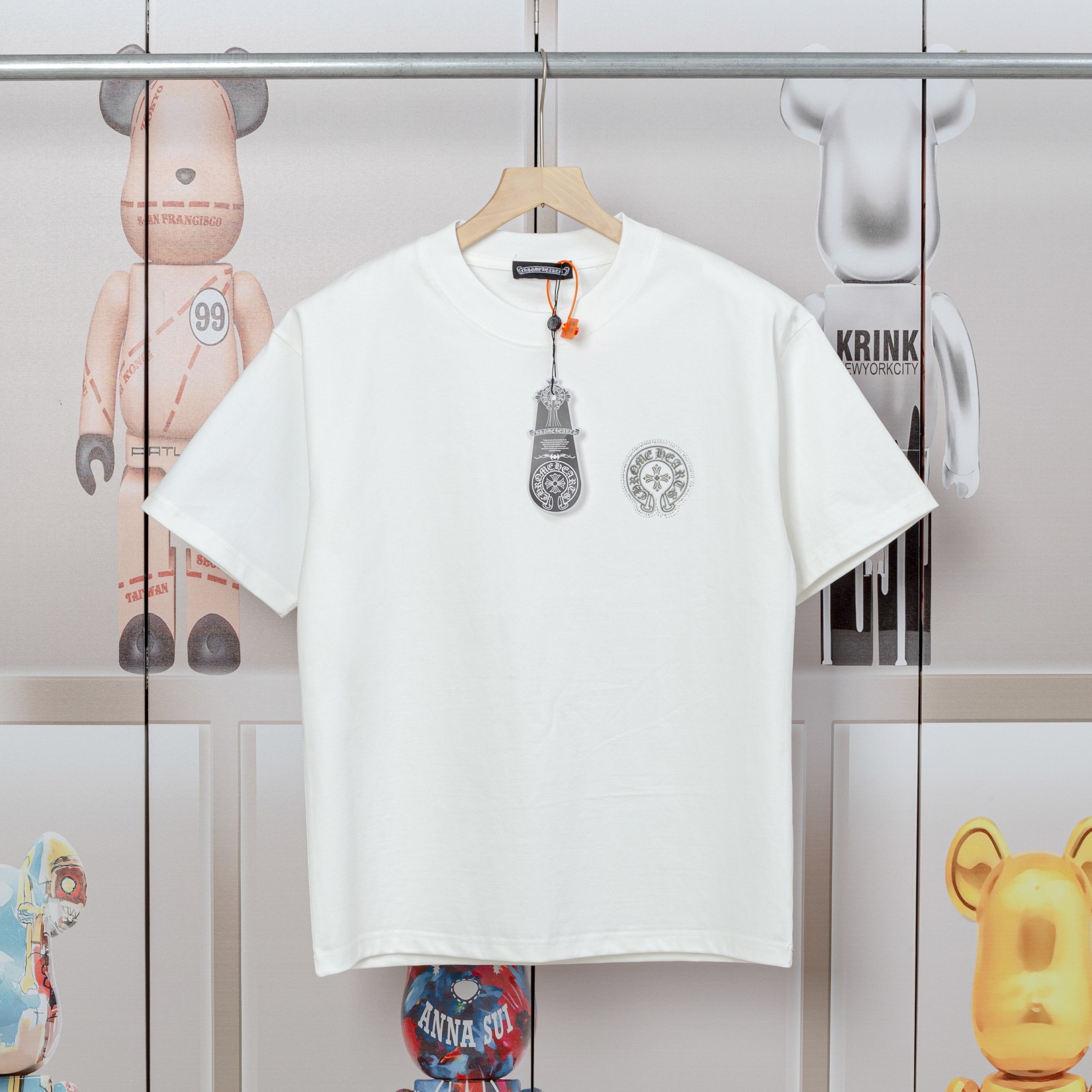 「Dw」    CHROME HEARTS克罗心 染钻印花短袖T恤  前后幅标志高...