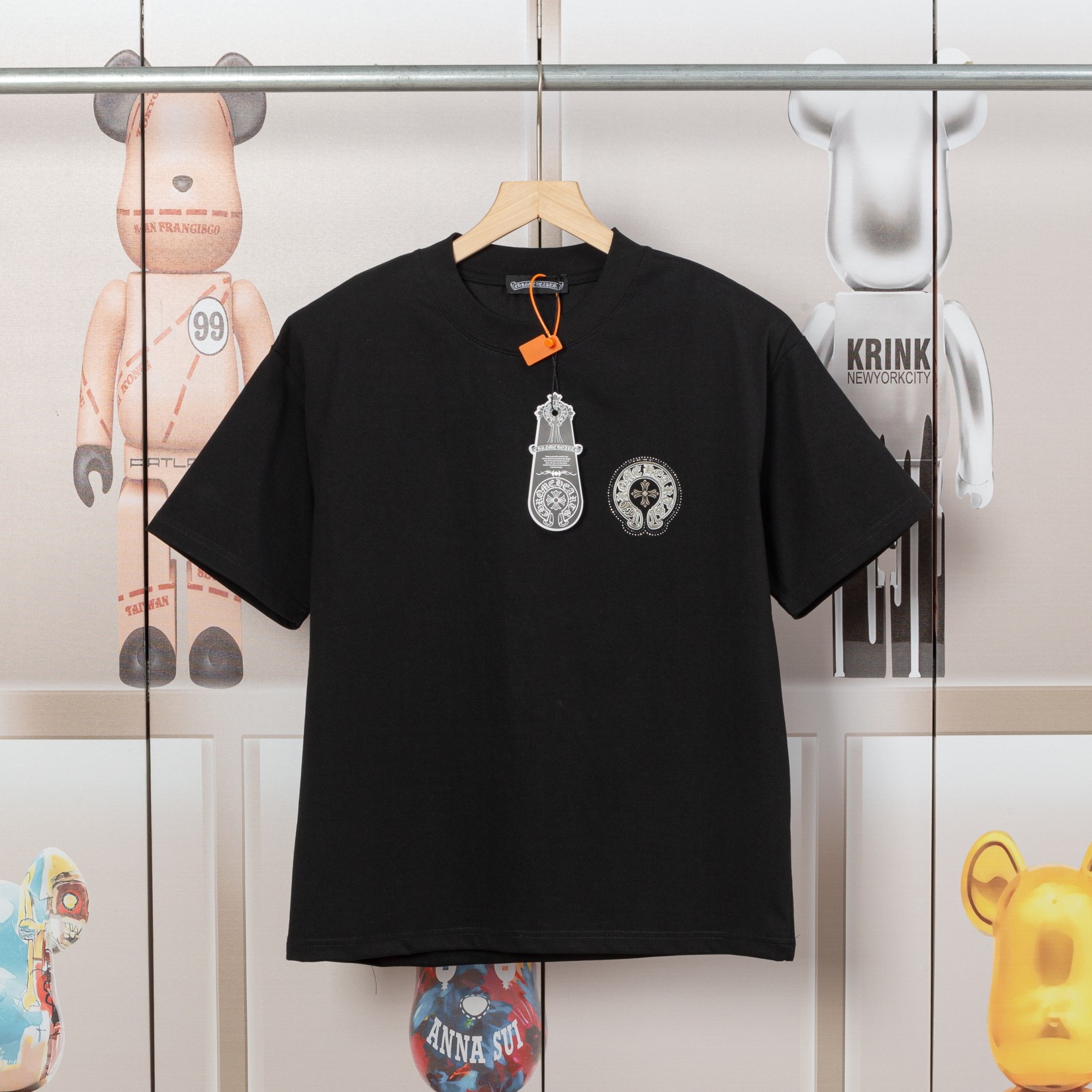 「Dw」    CHROME HEARTS克罗心 染钻印花短袖T恤  前后幅标志高...