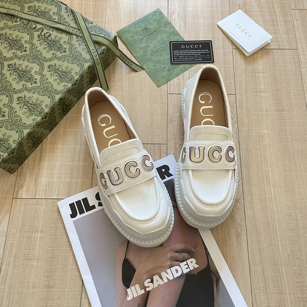Gucci Mokasyny Skórzane Buty Oxford Skóra cielęca krowia Prawdziwa skóra Wiosenna kolekcja