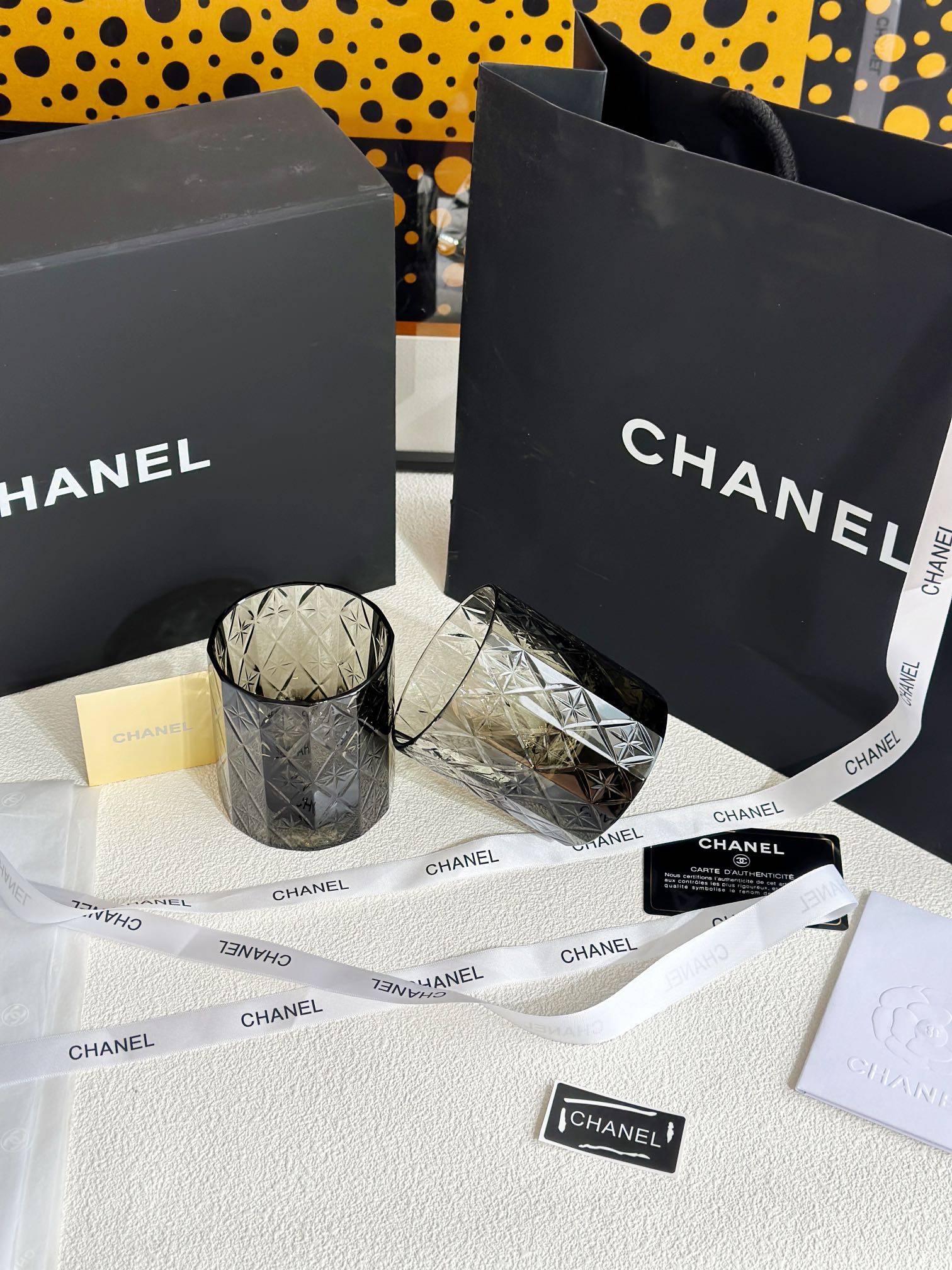 CHANEL Vintage Cut Crystal Glasses (Pair - Comprehensive 5