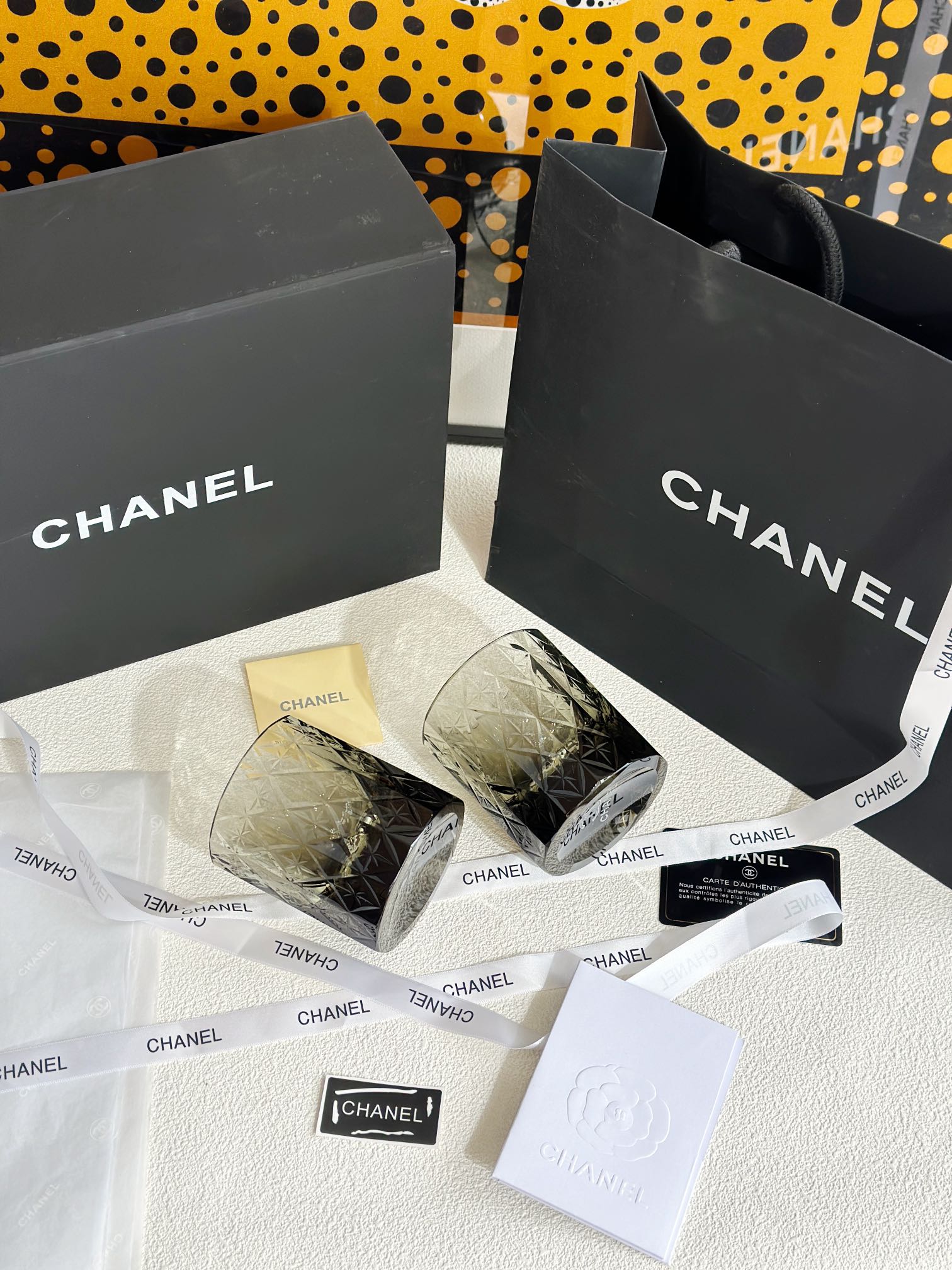 CHANEL Vintage Cut Crystal Glasses (Pair - Comprehensive 6