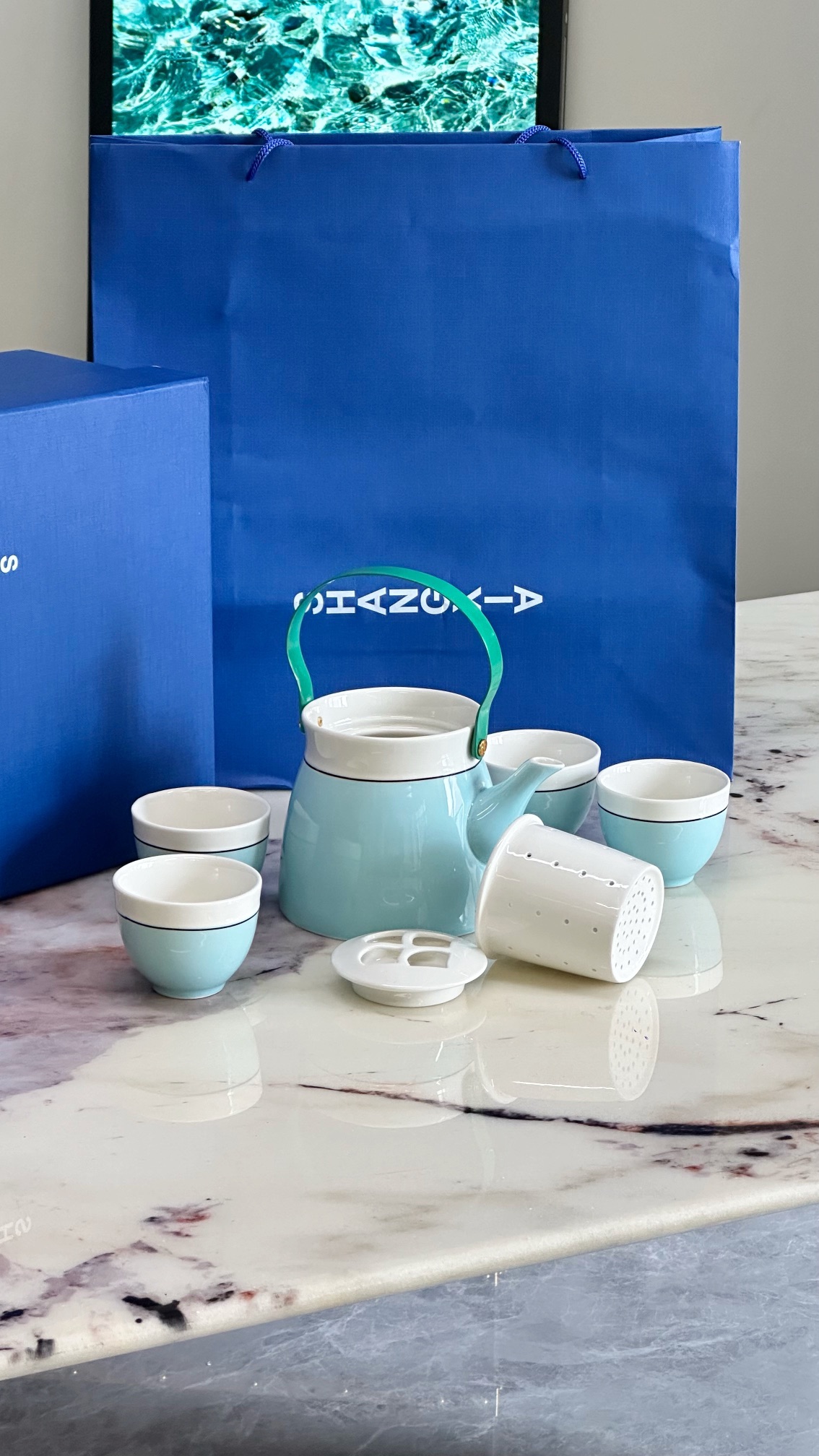 SHANGXIA Celadon Porcelain Tea Set. - Comprehensive 4