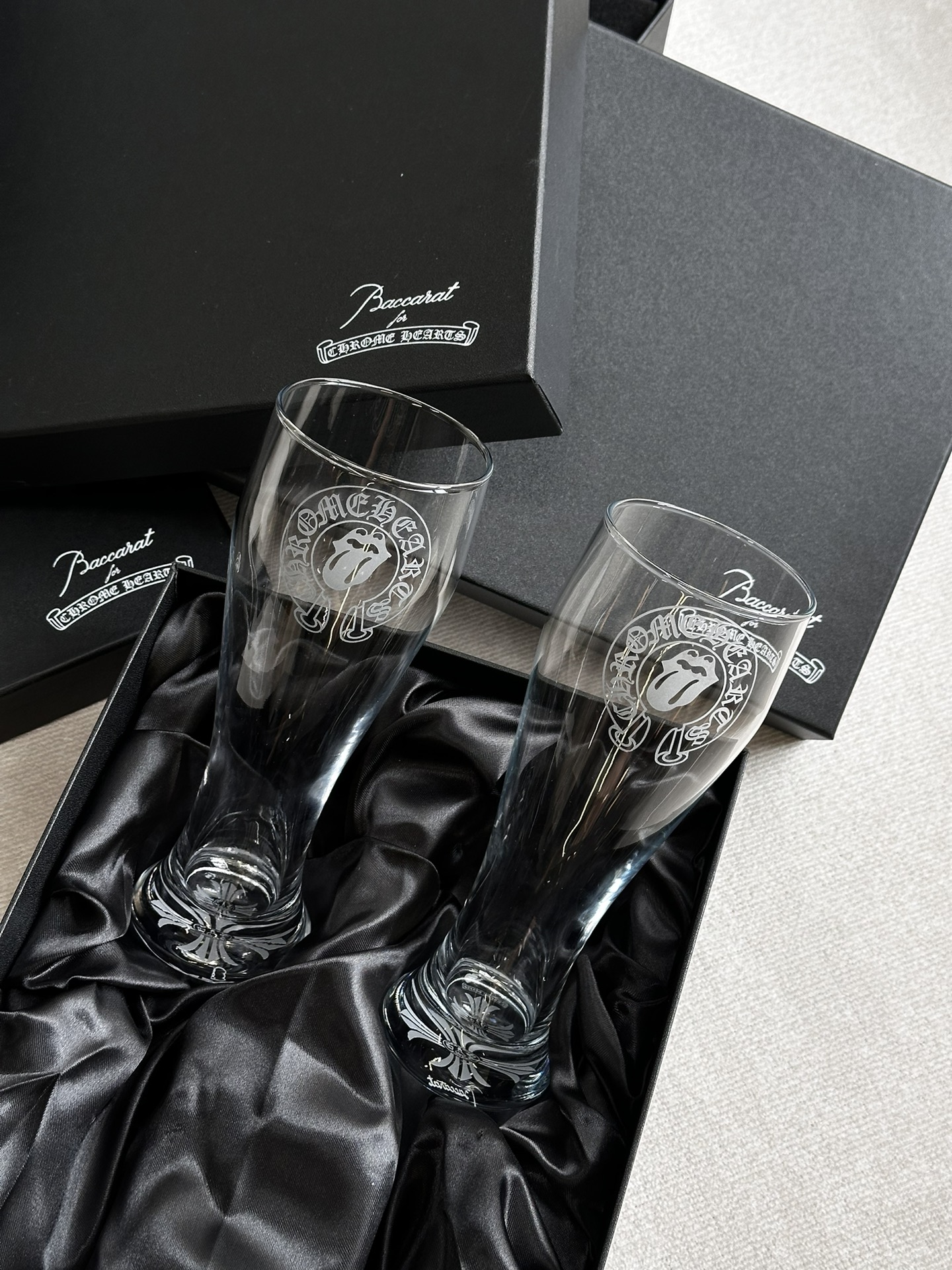 Chrome Hearts × Baccarat Crystal Beer Glass Set (Pair - Comprehensive 3