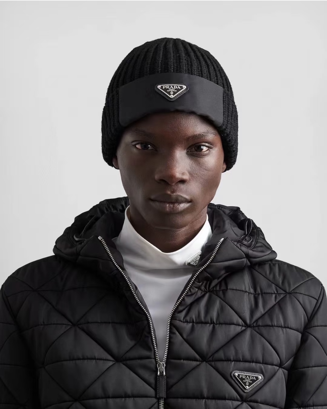 Prada Re-Nylon gabardine and wool hat and wool scarf - Comprehensive 3