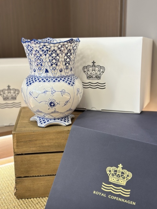 Royal Copenhagen Fluted Lace Vase - Hand-Painted Porcelain Masterpiece 1 Royal Copenhagen Fluted Lace Vase - Hand-Painted Porcelain Masterpiece