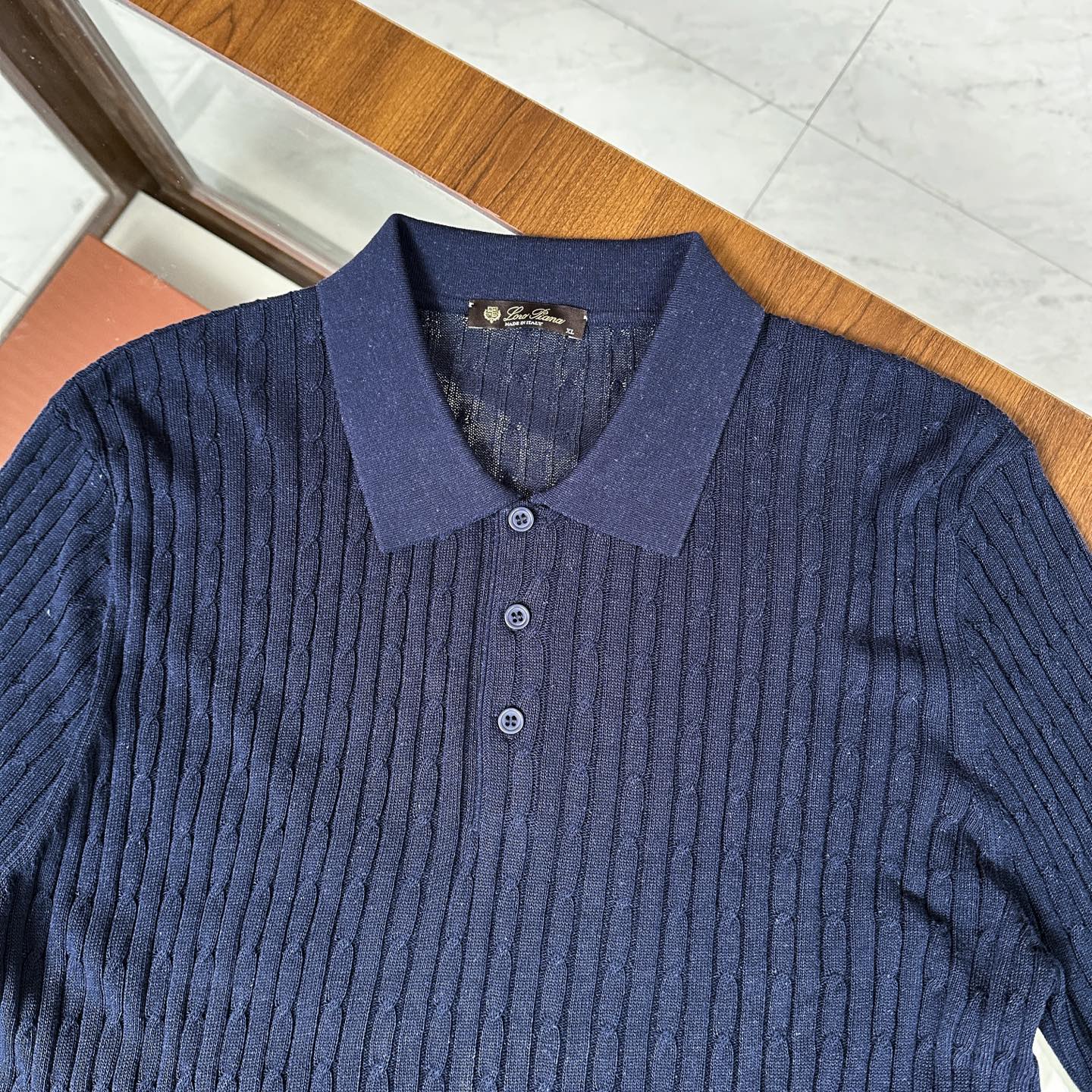 🆕🆕🆕【Loro piana】老钱风特织客供麻花纱线！独特魅力翻领设计选用特殊针6.2针织法短袖T恤匠心