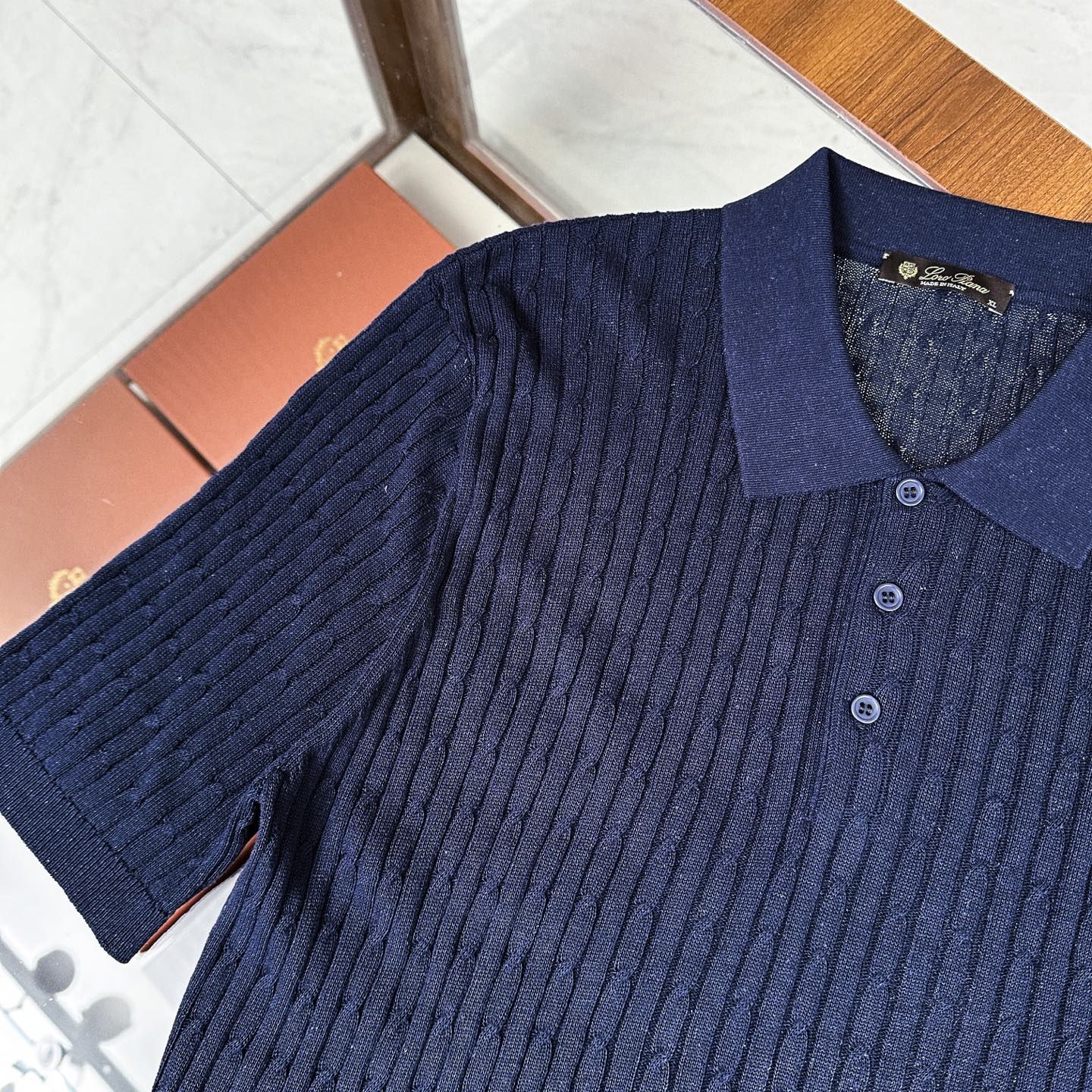 🆕🆕🆕【Loro piana】老钱风特织客供麻花纱线！独特魅力翻领设计选用特殊针6.2针织法短袖T恤匠心