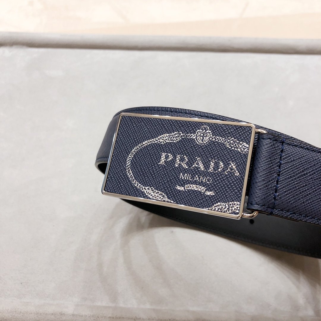 PRADA普拉达专柜同款男士休闲腰带宽3.5cm