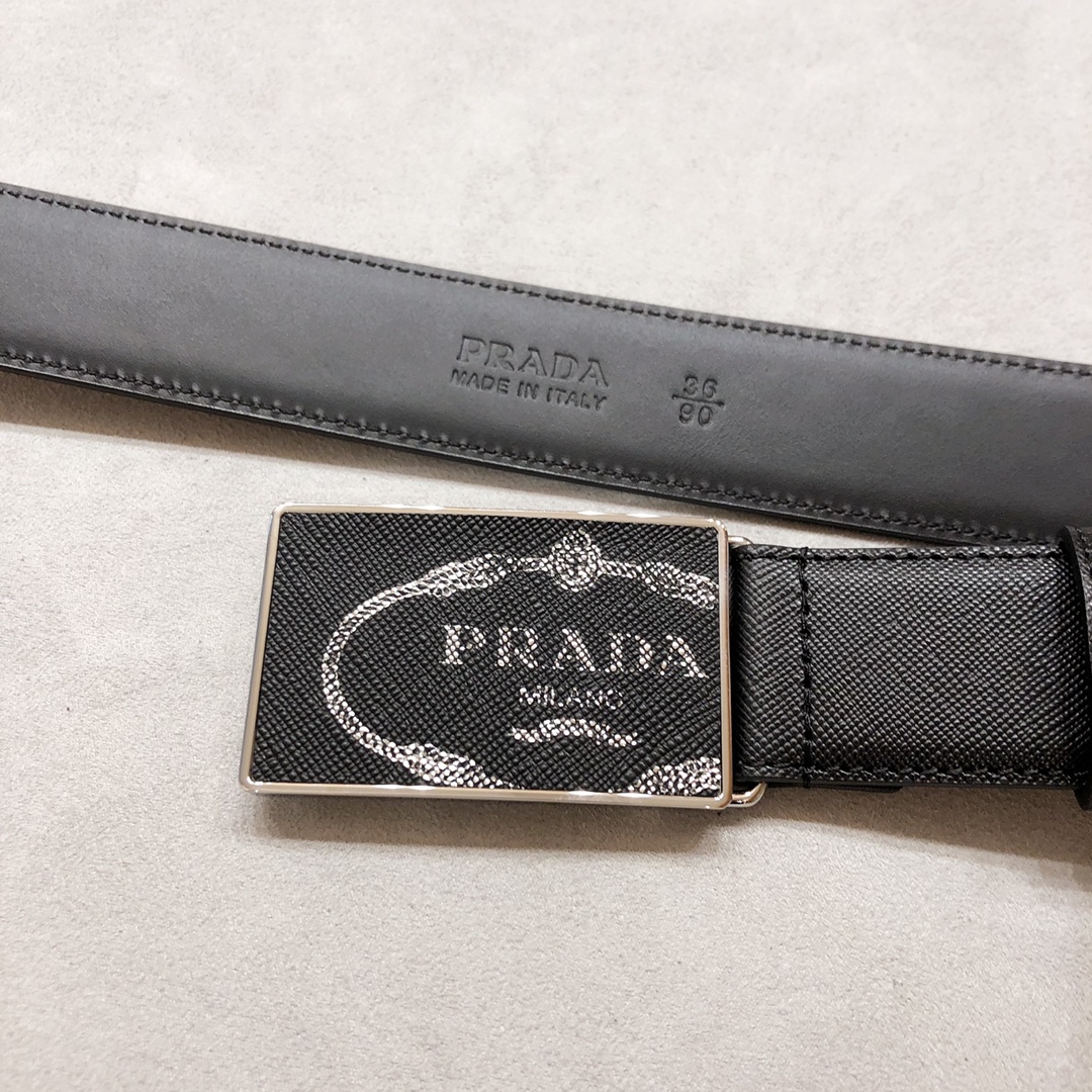 PRADA普拉达专柜同款男士休闲腰带宽3.5cm