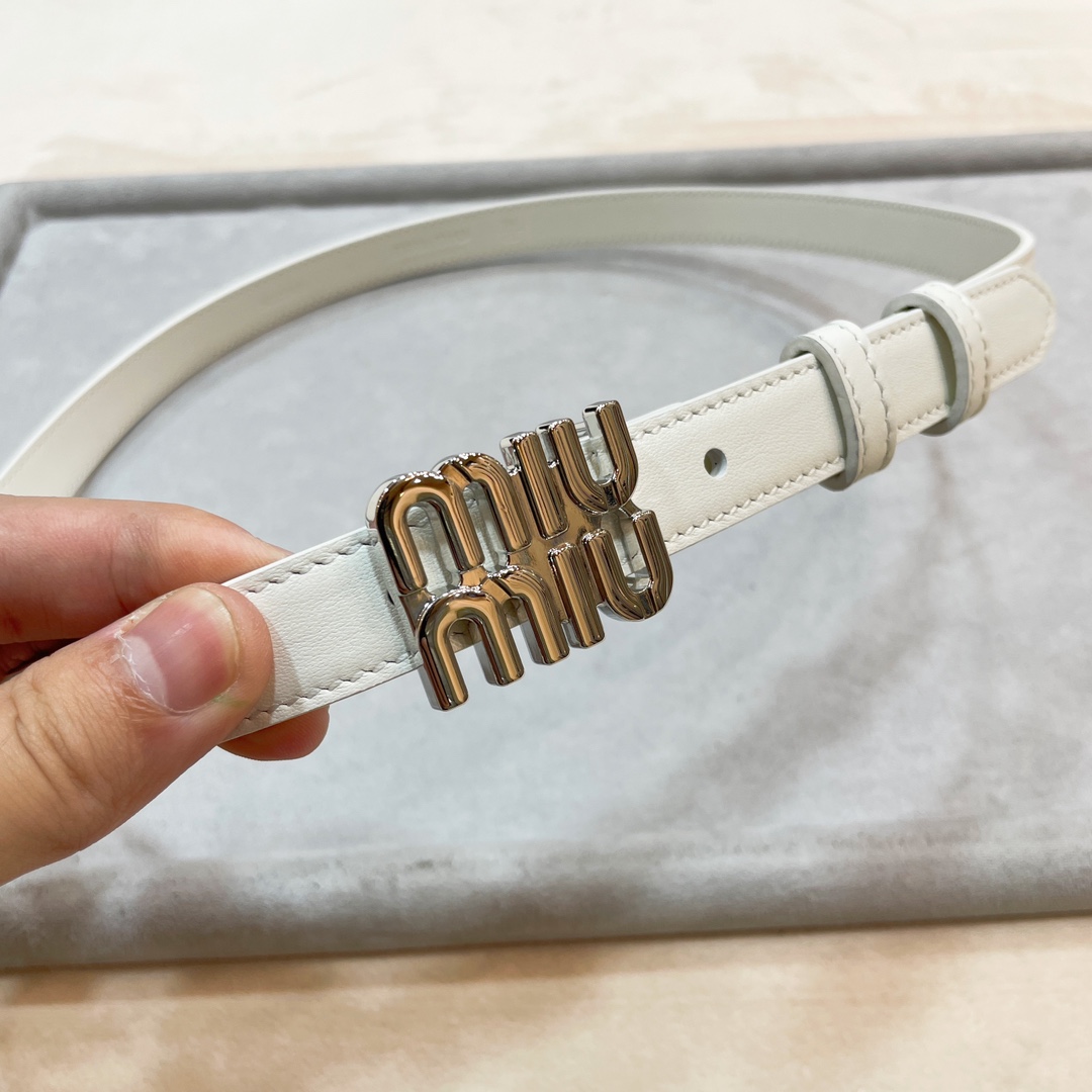 Stylish Leather Belt with MiUMiU Logo in Various Lengths and Prices