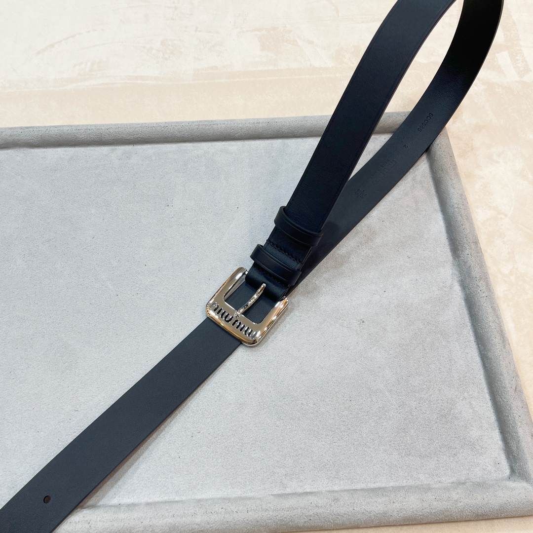 Elegant Leather Belt with Metal Logo Buckle in Various Sizes. - 图片 9