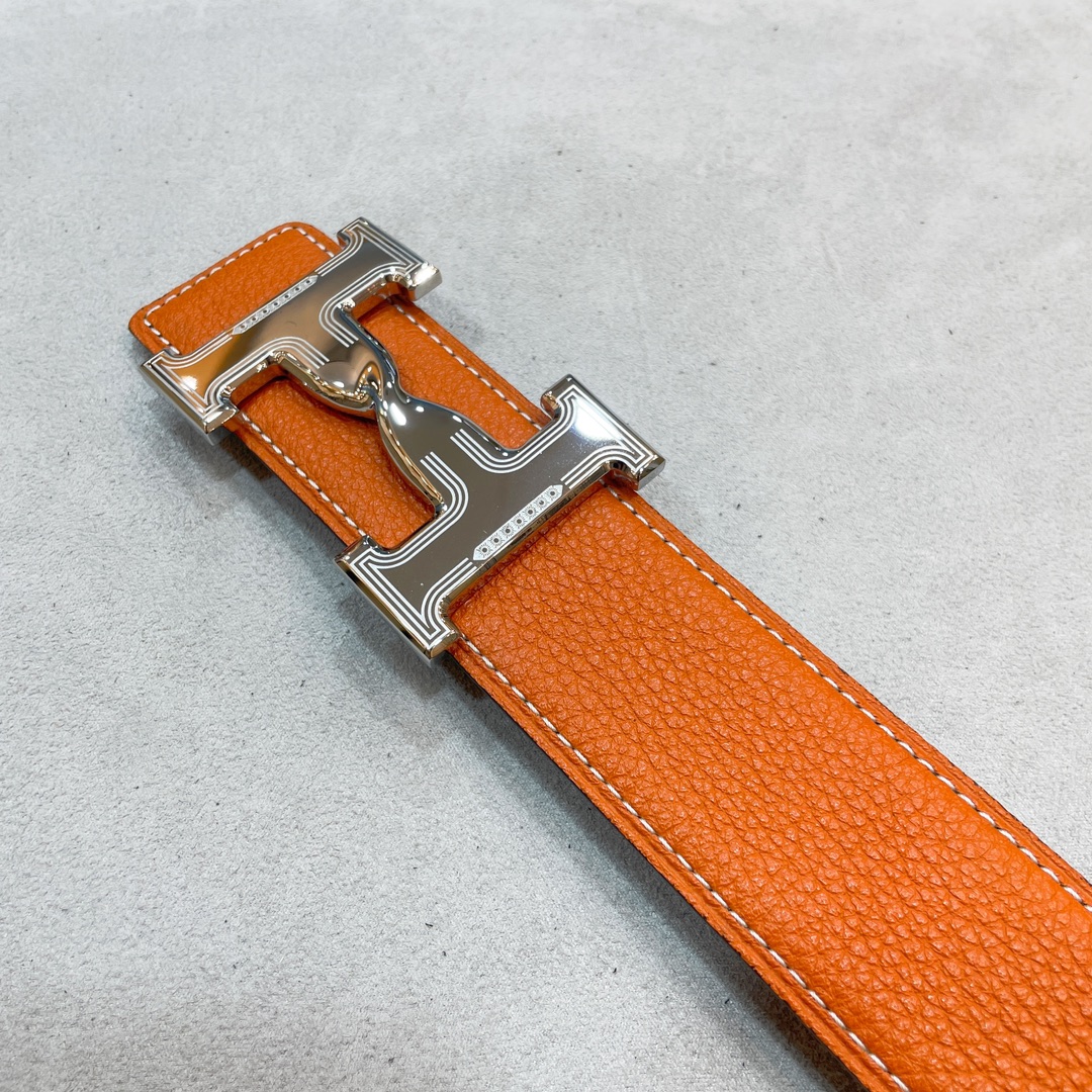 Hermes-HDANCREBELTBUCKLE&38MM最新款鍍鈀金属扣双面两用原版皮！