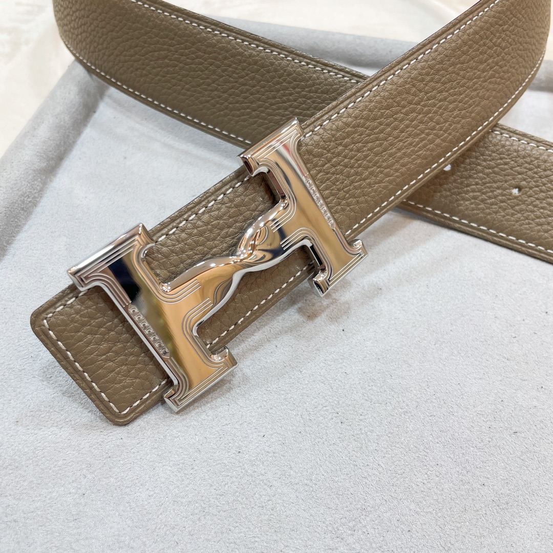 Hermes-HDANCREBELTBUCKLE&38MM最新款鍍鈀金属扣双面两用原版皮！