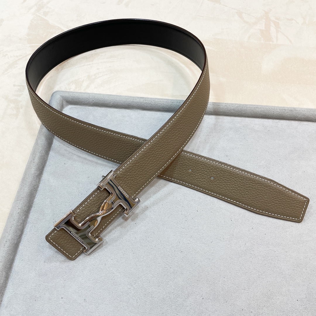 Hermes-HDANCREBELTBUCKLE&38MM最新款鍍鈀金属扣双面两用原版皮！