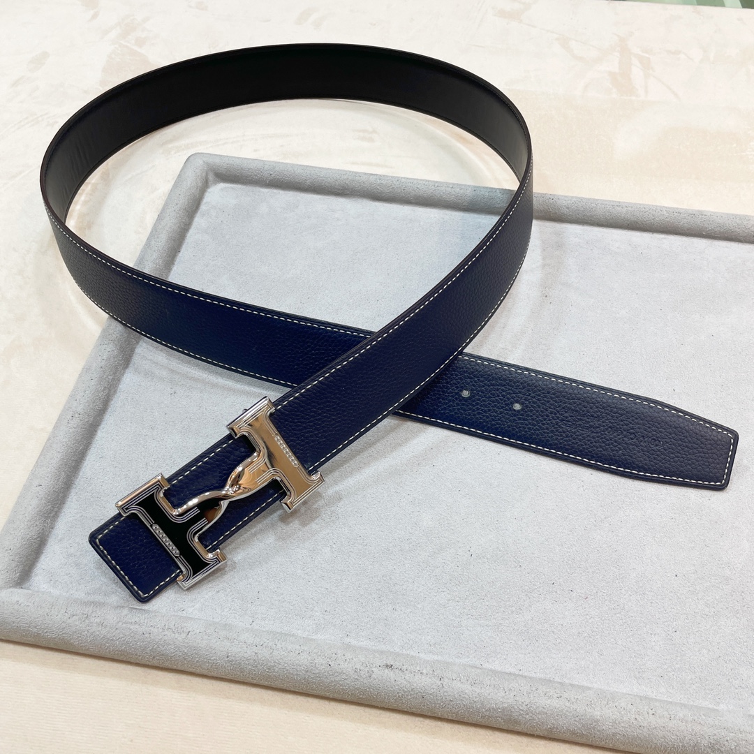 Hermes-HDANCREBELTBUCKLE&38MM最新款鍍鈀金属扣双面两用原版皮！