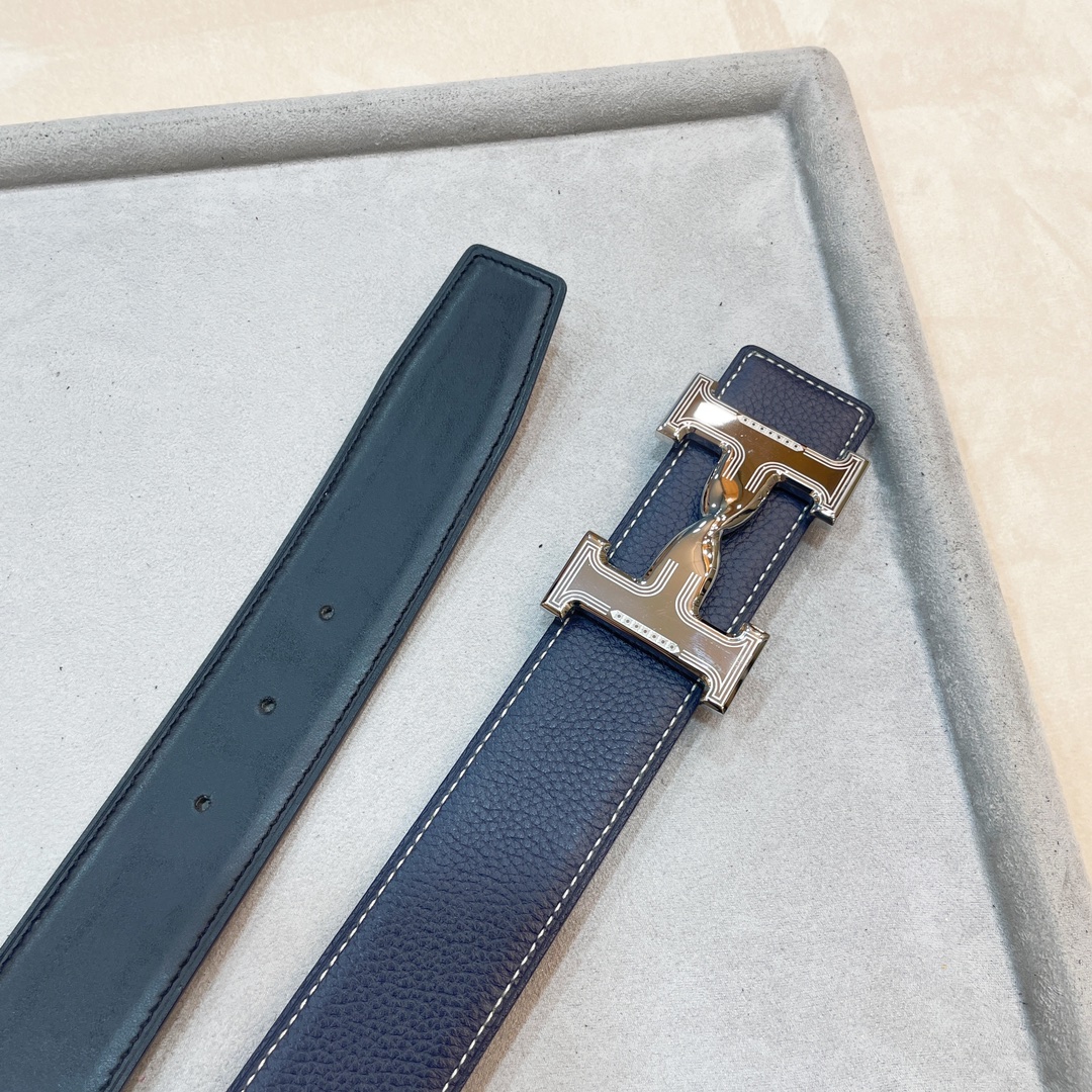 Hermes-HDANCREBELTBUCKLE&38MM最新款鍍鈀金属扣双面两用原版皮！