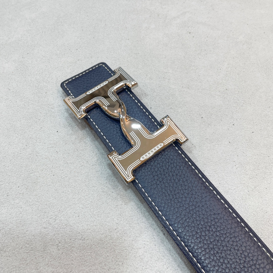 Hermes-HDANCREBELTBUCKLE&38MM最新款鍍鈀金属扣双面两用原版皮！