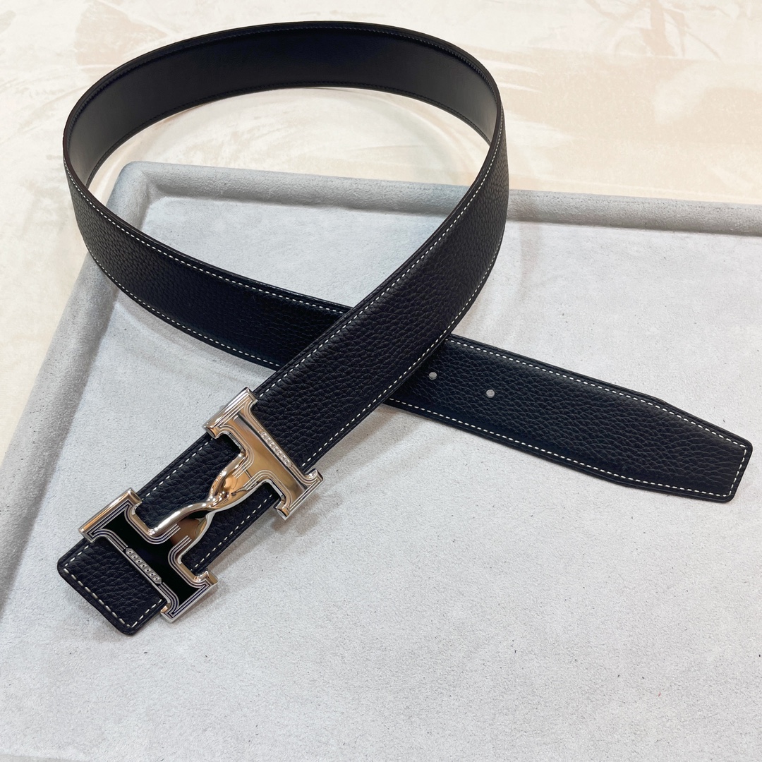 Hermes-HDANCREBELTBUCKLE&38MM最新款鍍鈀金属扣双面两用原版皮！