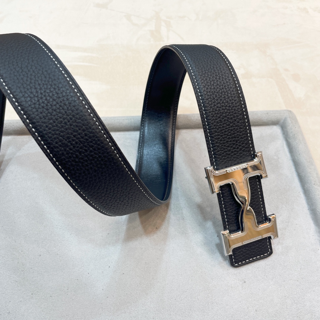 Hermes-HDANCREBELTBUCKLE&38MM最新款鍍鈀金属扣双面两用原版皮！