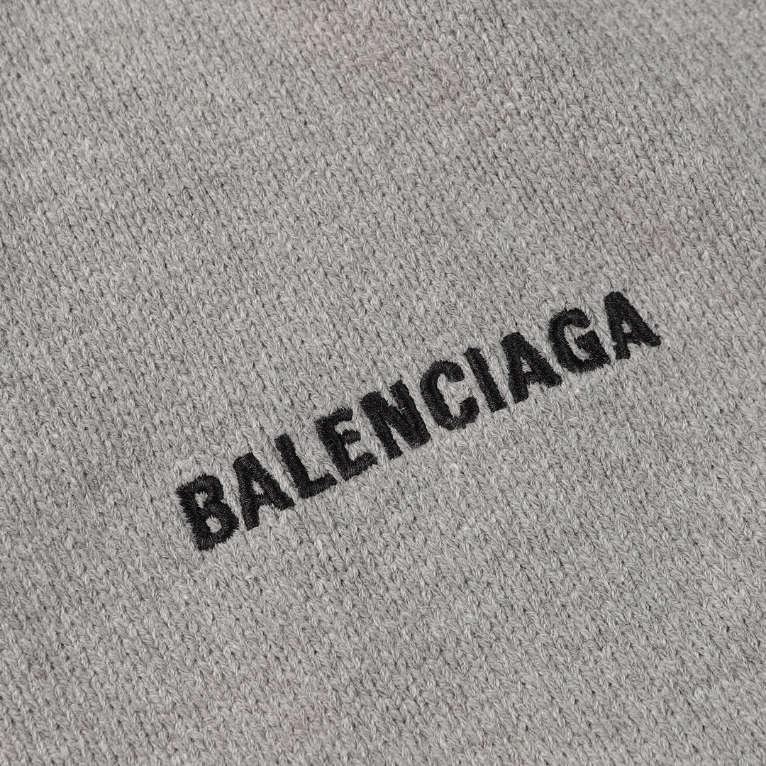 High-Quality Balenciaga Logo Embroidered Sweater in Grey and Green, Size S-L, with Original Capacitor. - 图片 7