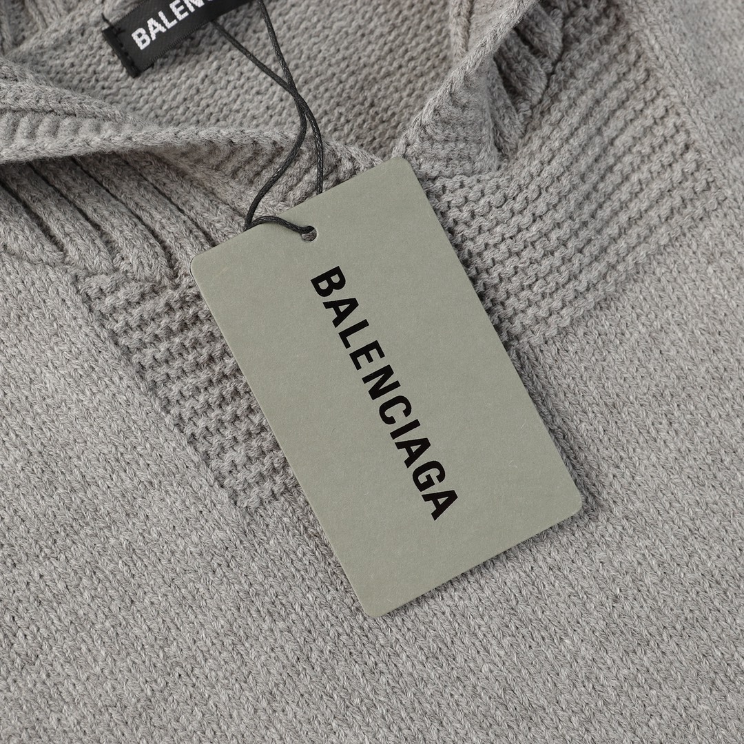 High-Quality Balenciaga Logo Embroidered Sweater in Grey and Green, Size S-L, with Original Capacitor. - 图片 4