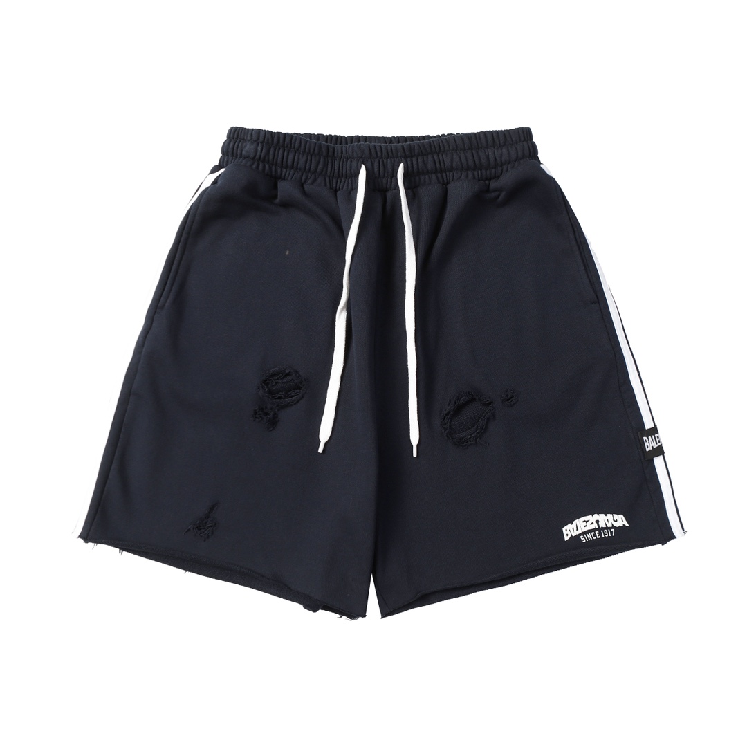 BALENCIAGA P110 Pantalones cortos nuevos 26ss, básicos de algodón lavado con pegado, tejido de punto de algodón puro de…