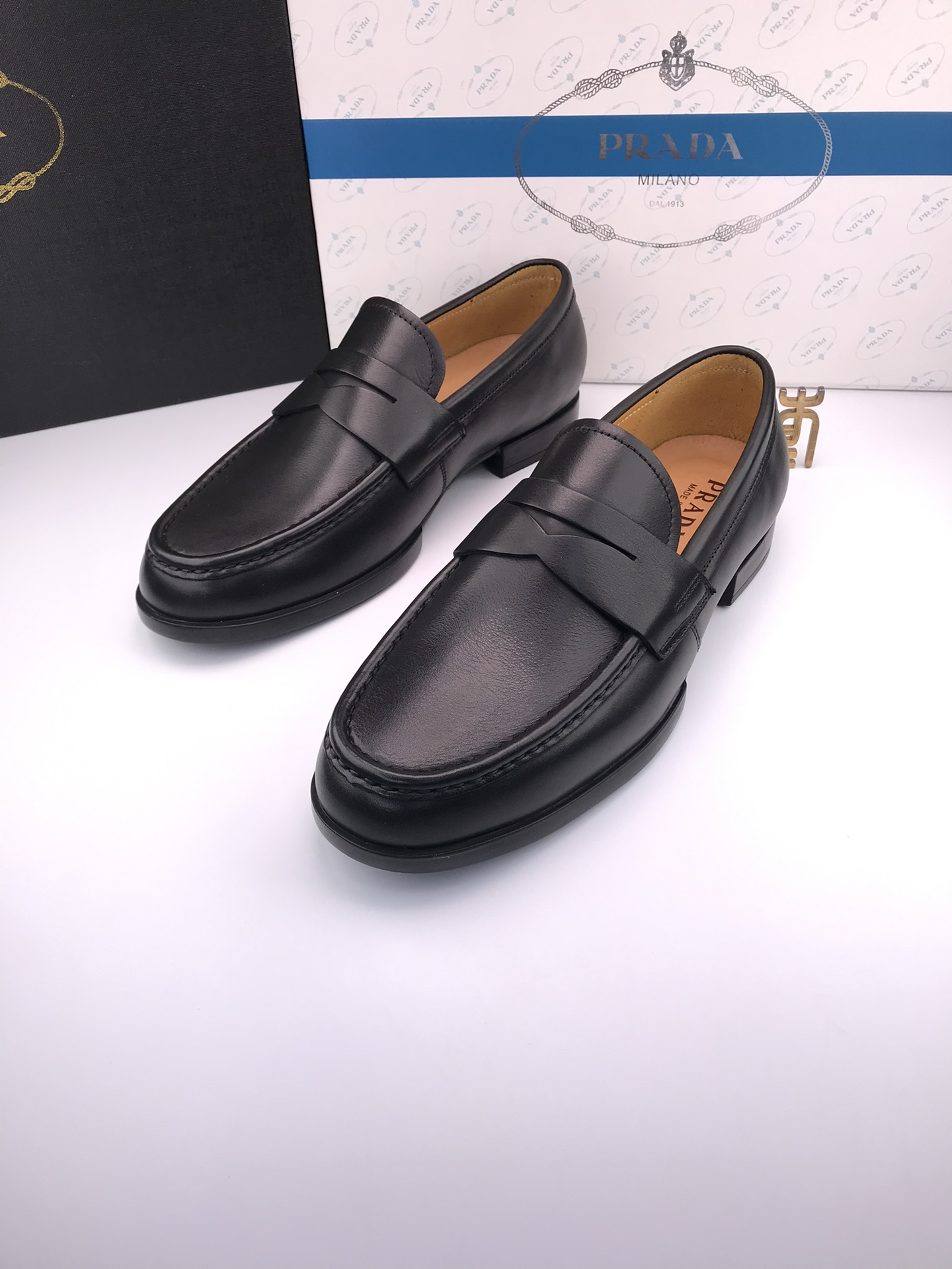PRADA Men's Leather Loafers - Business Style with Comfortable Fit (Sizes 38-44)