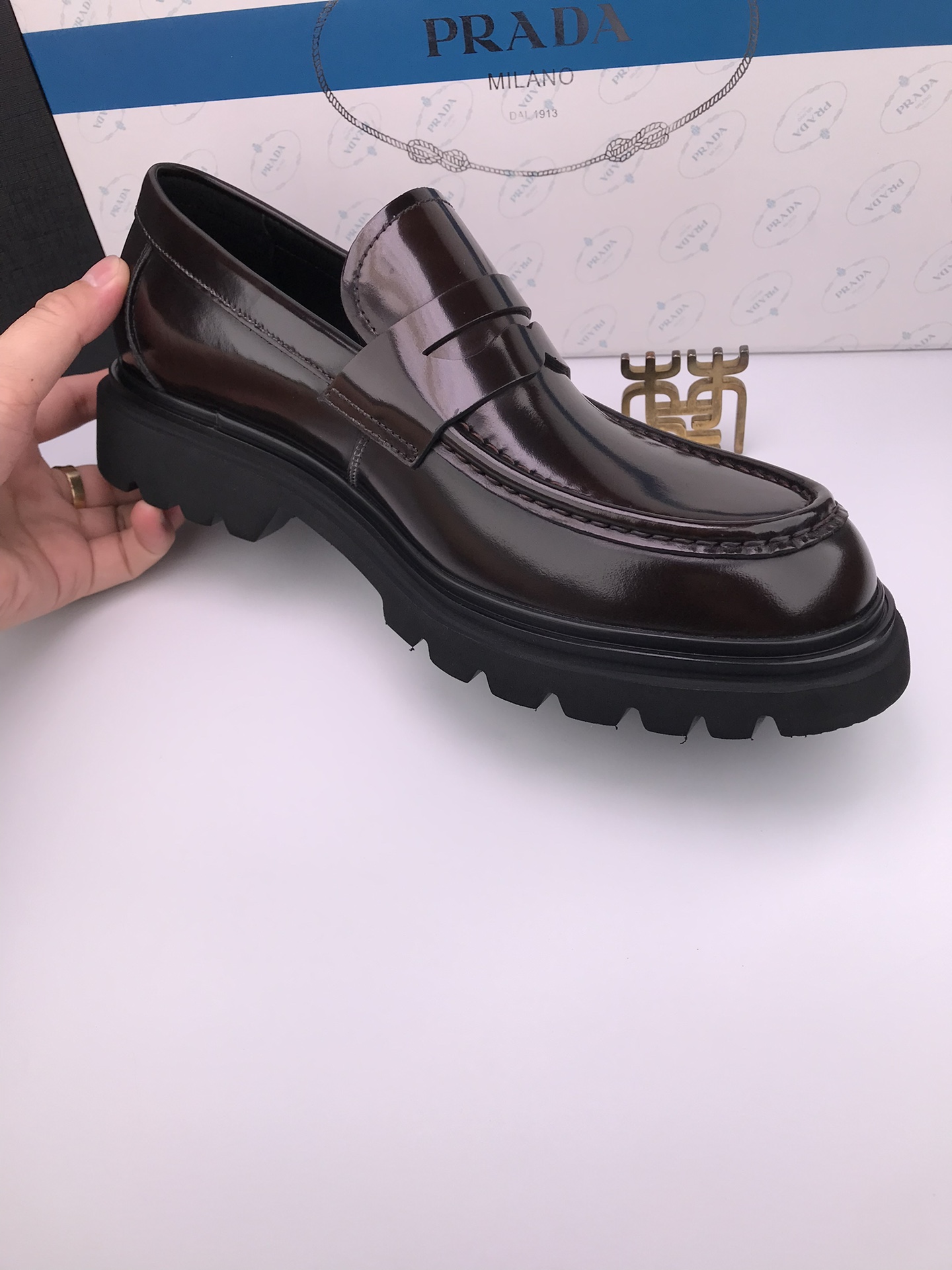 PRADA Loafers in Black Leather with Lightweight Rubber Sole, Sizes 38-44 3 i1727190743 9356 1