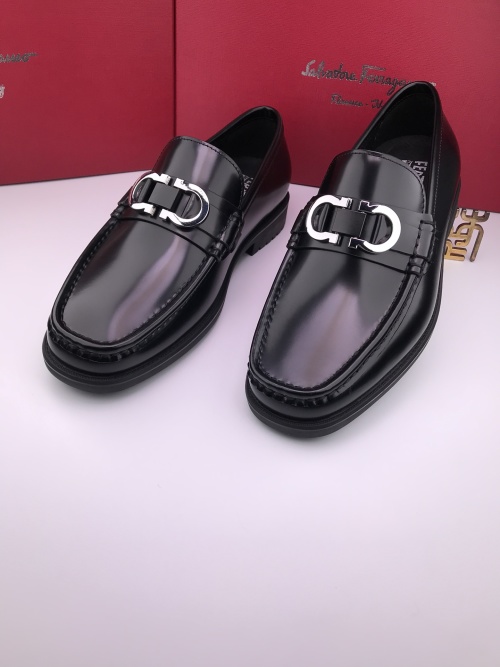 Salvatore Ferragamo Men's Black Leather Loafers with Silver Buckle 1 Salvatore Ferragamo Men's Black Leather Loafers with Silver Buckle