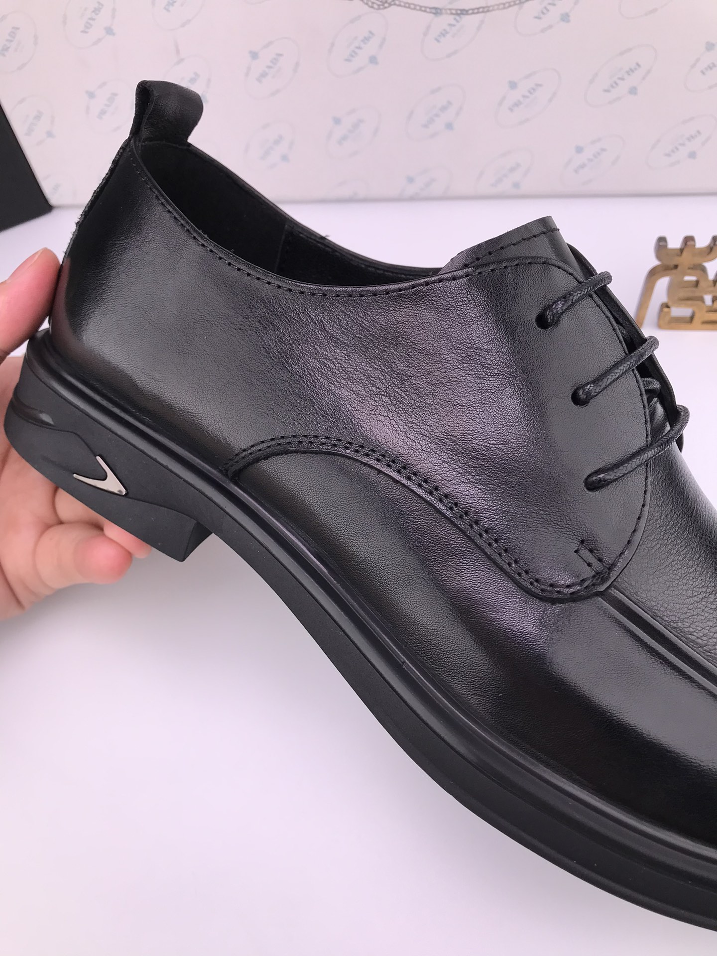 PRADA Men's Black Leather Lace-Up Dress Shoes Soft Sole Size 38-44 3 i1744643022 1698 8