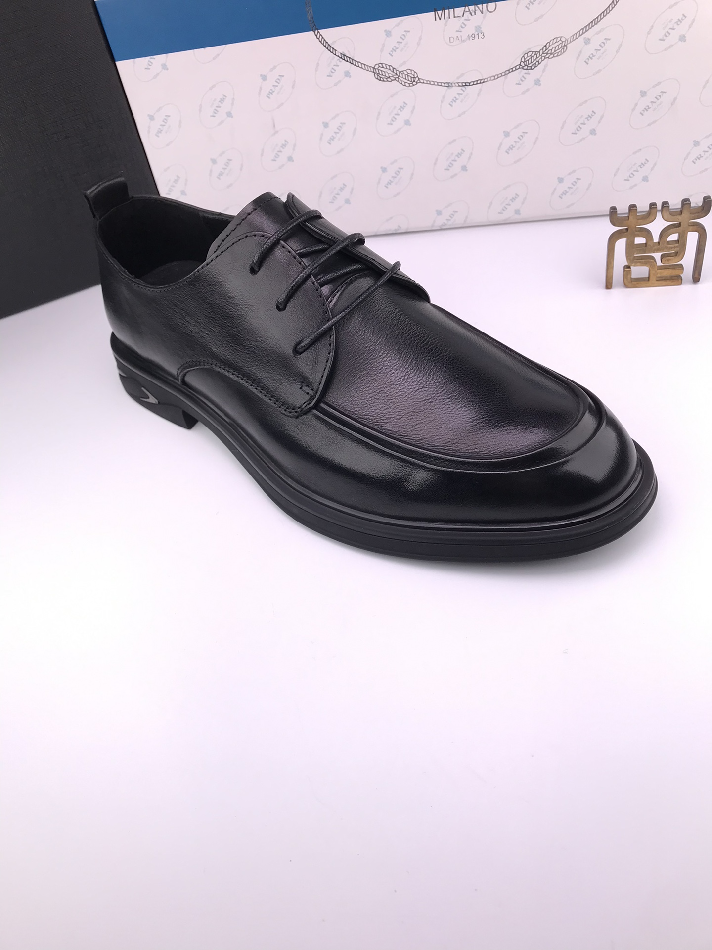 PRADA Men's Black Leather Lace-Up Dress Shoes Soft Sole Size 38-44 5 i1744643022 3403 0
