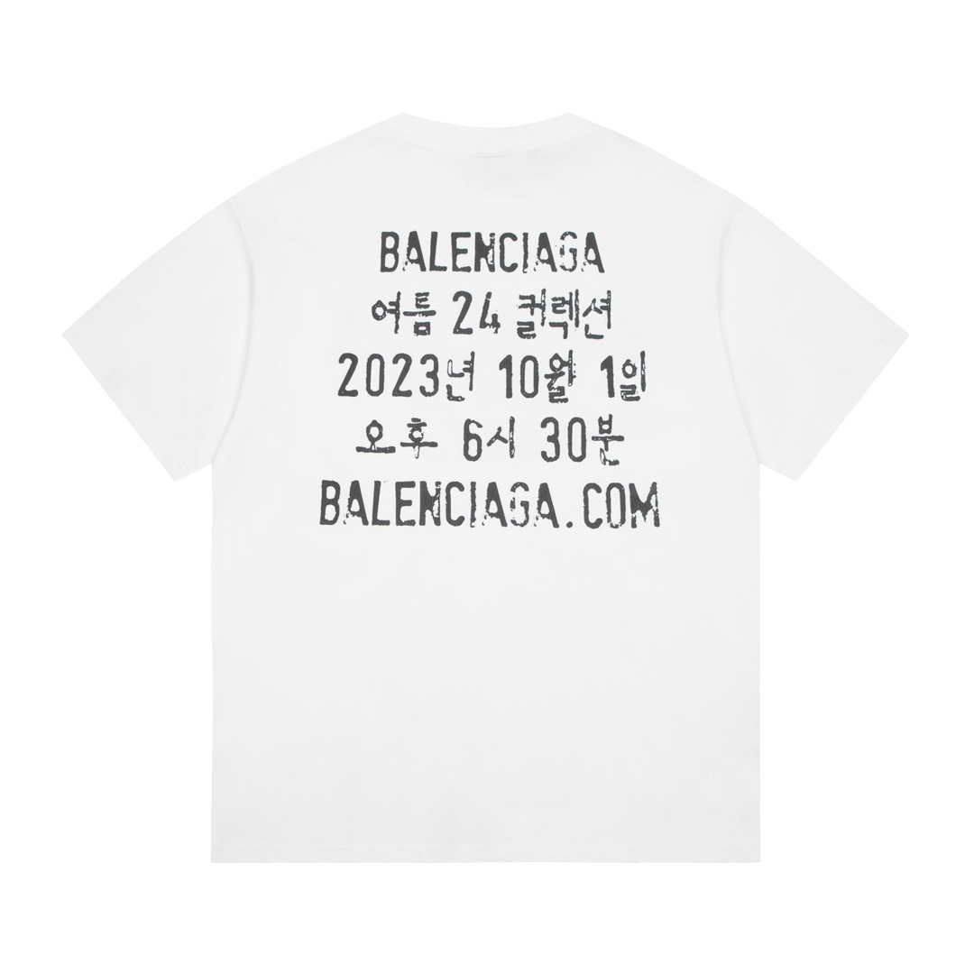 Balenciaga/巴黎世家 最新系列 磨破 做旧后背韩文字母T恤