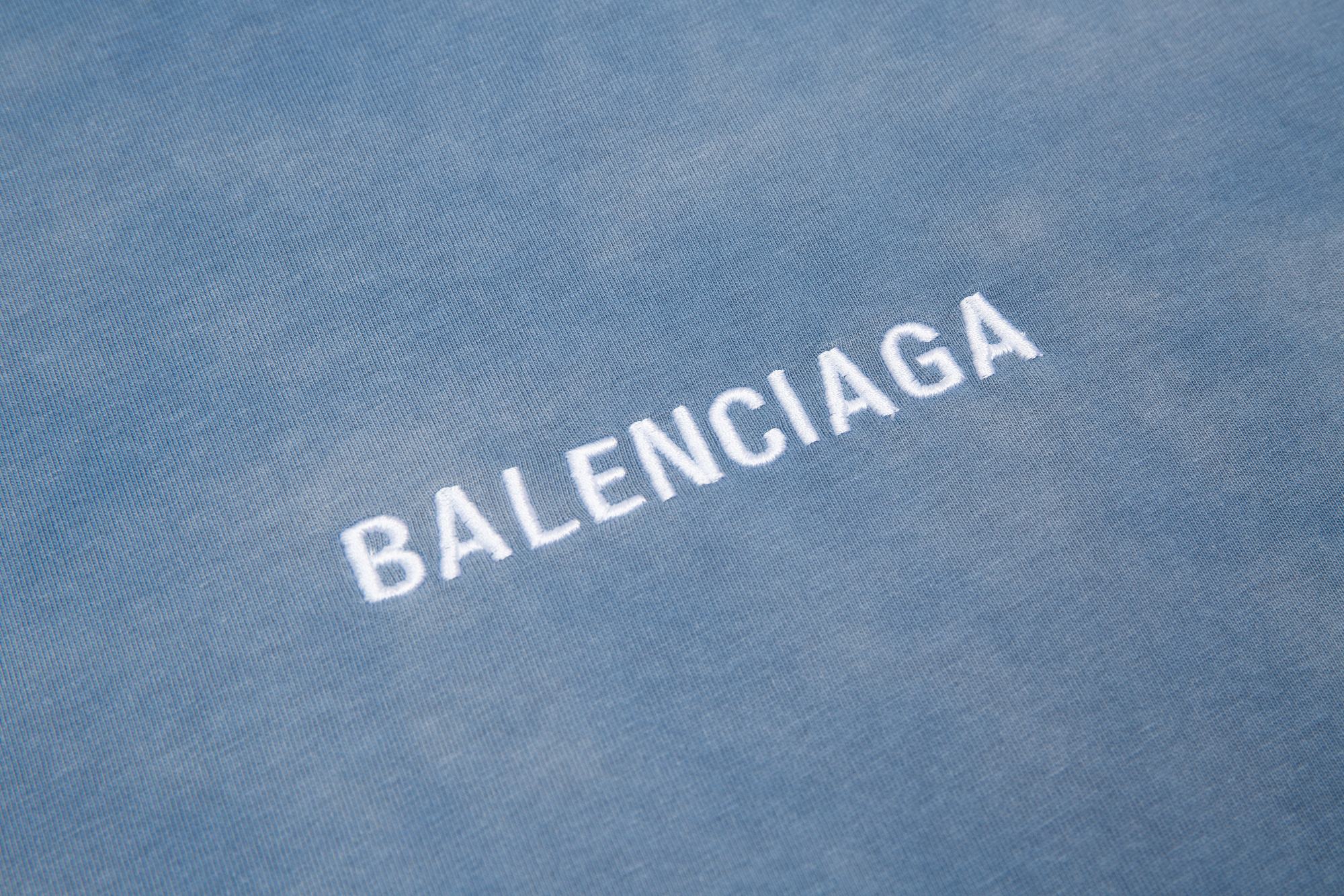 Balenciaga巴黎世家BLCG 24SS 爆款扎染炒雪花后背手绘logo短袖T恤