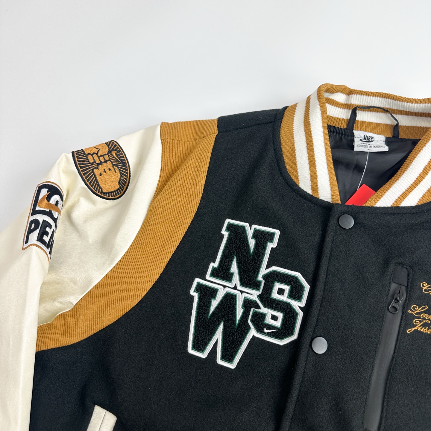 Nike Sportswear Destroyer Jacket - Black/Brown, Leather Sleeves, Embroidered Details 7 i1754484529746 2268 0 5