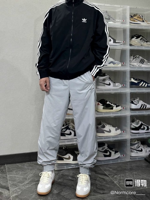 Adidas Woven Tracksuit Bottoms Taslan Fabric Embroidered Logo, Grey and Blue 1 Adidas Woven Tracksuit Bottoms Taslan Fabric Embroidered Logo, Grey and Blue