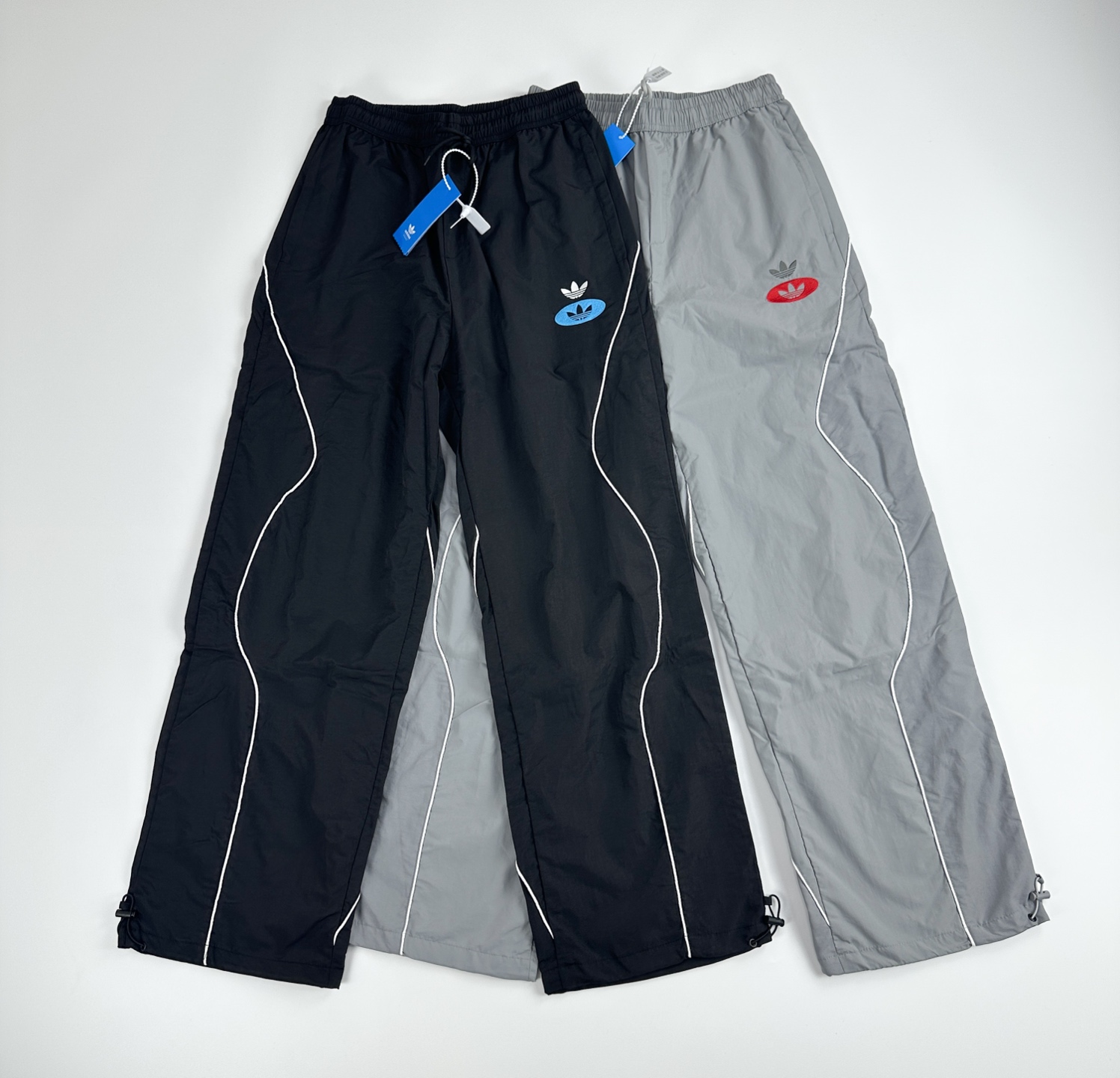 #B60 P110 Pantalones largos de punto con bordado de trébol. Pantalones rectos con cordón, con textura de alta calidad, …