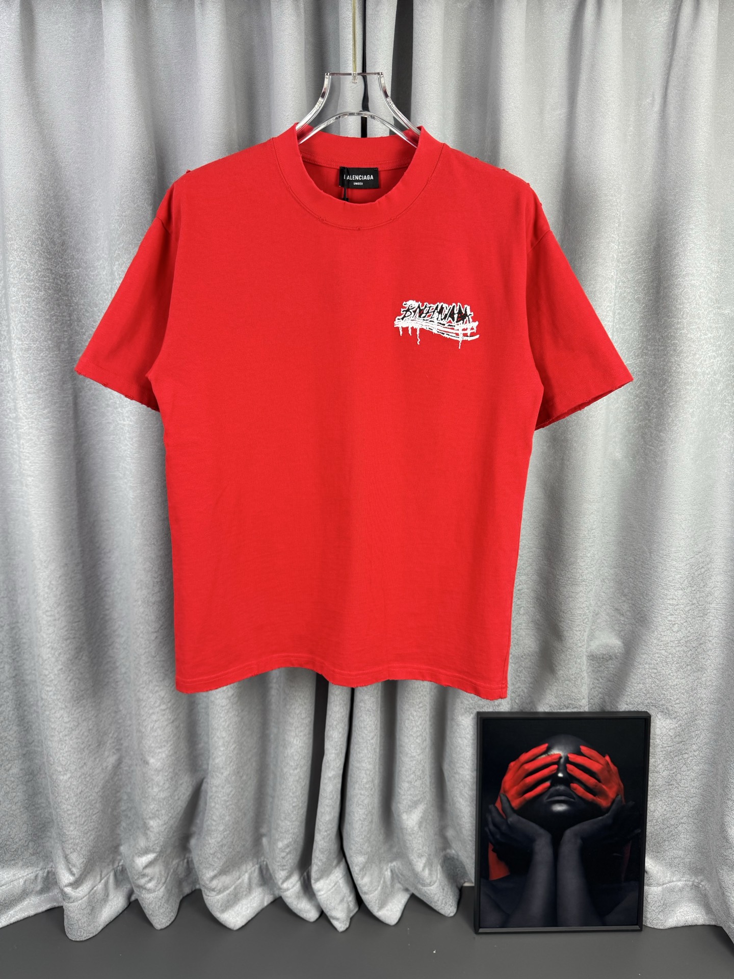 P95 BLCG/Balenciaga Camiseta de manga corta con cuello redondo de 320 g de alta calidad Marca clásica Coca-Cola ola bor…
