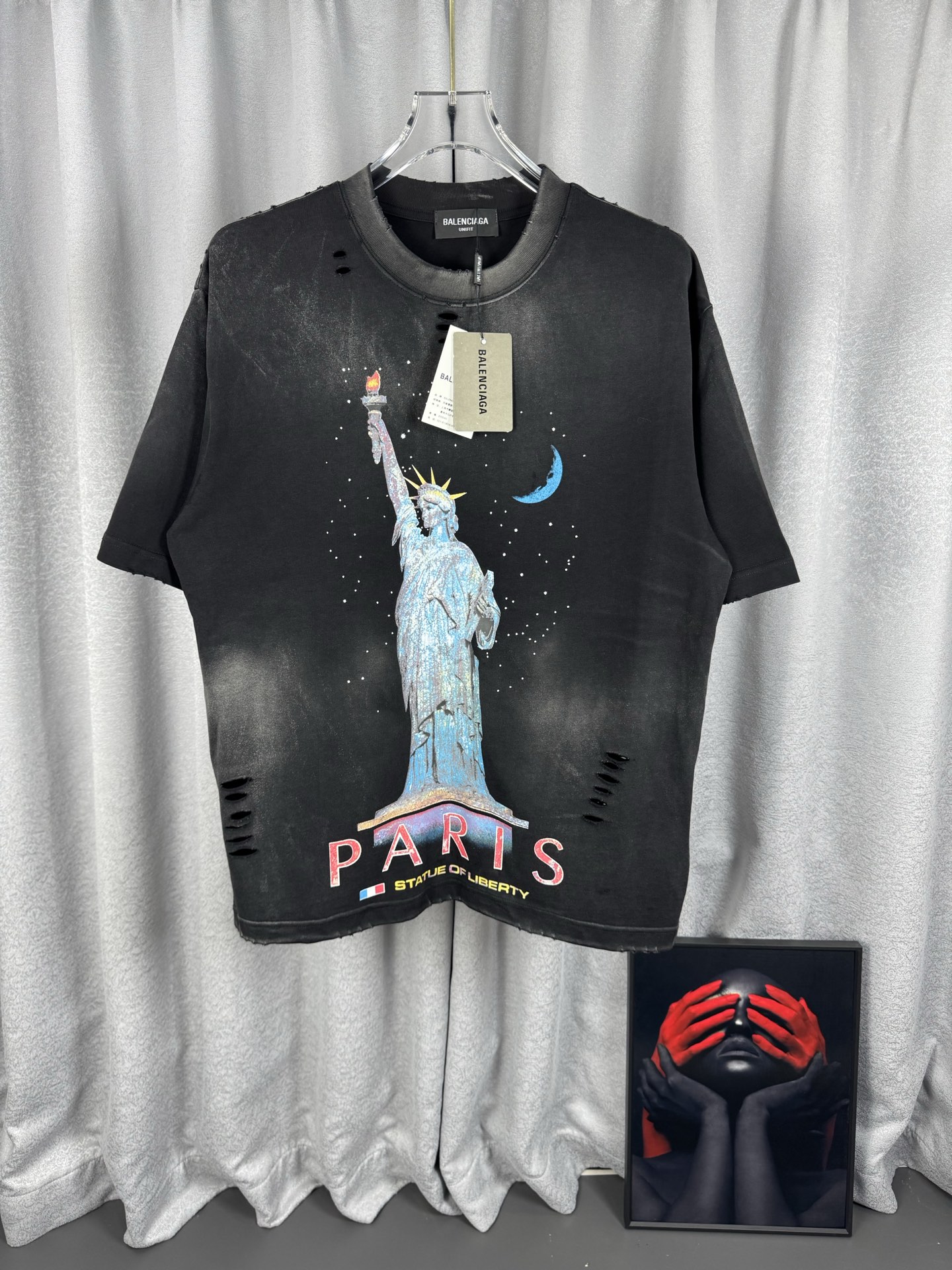 P110 BLCG Balenciaga 2026 Primavera y Verano Lady Liberty 🗽Impresión Verano Nuevo Estilo Original lavado ácido america…