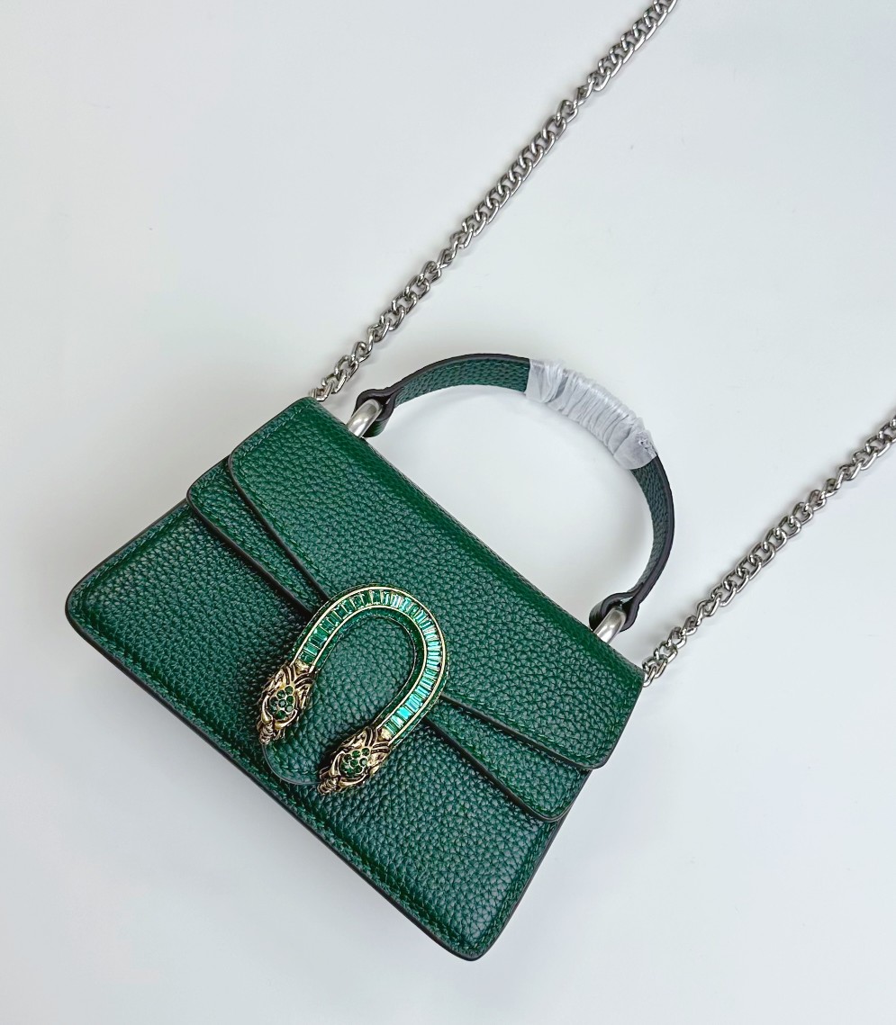Dionysusシリーズ迷你手提包 - グリーンレザーと水晶の贅沢なデザイン