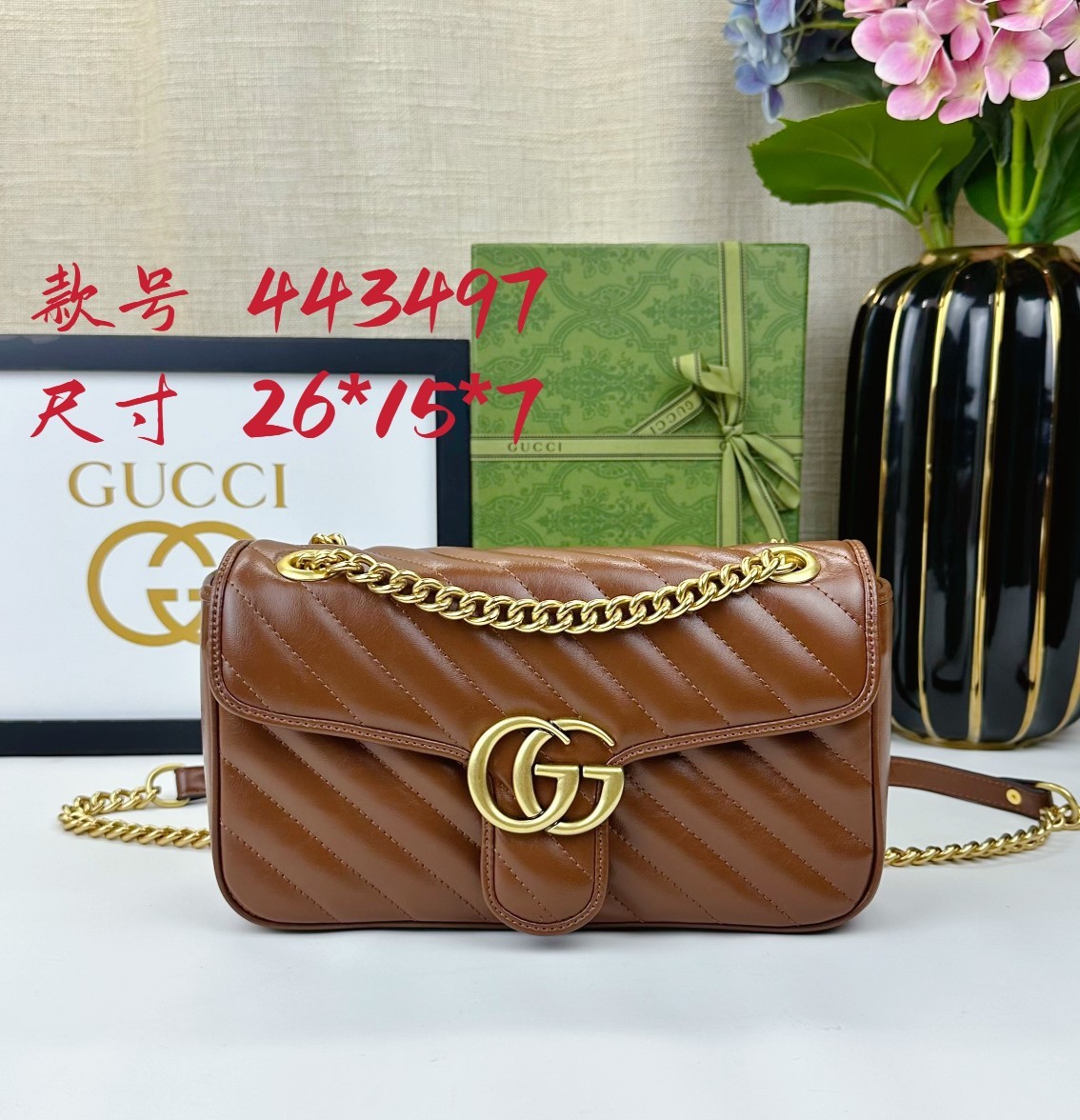 大号 头层牛皮♨️G家风靡全球专柜限量单品🇮🇹海外购版定制高品质 gg marmonf绗缝手袋系列!🎀采