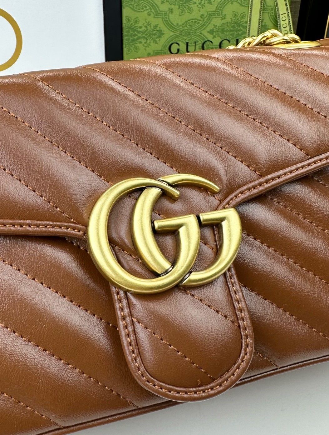 大号 头层牛皮♨️G家风靡全球专柜限量单品🇮🇹海外购版定制高品质 gg marmonf绗缝手袋系列!🎀采